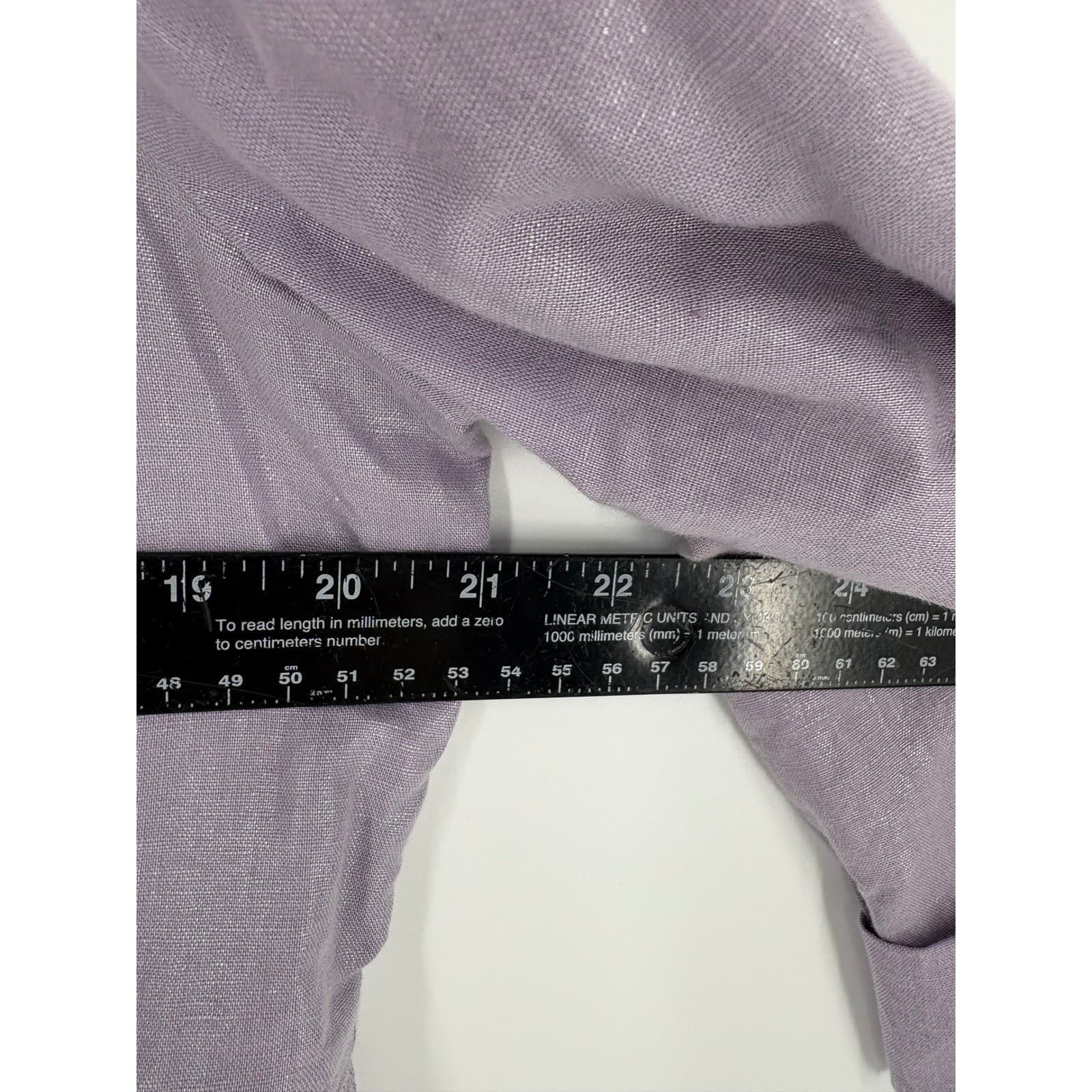 Chicos Linen Blend Cropped Jacket Lavender Button Front Collarless Size 2 - Thumbnail 7
