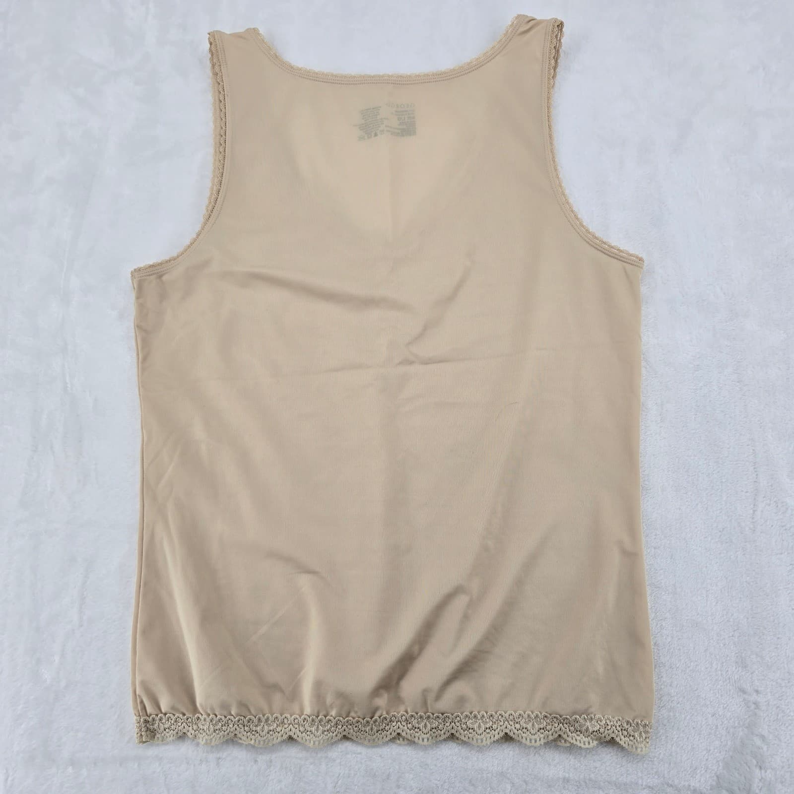 George Camisole Womens Size L Tank Top Beige Lace Trim V-Neck G8088W - Thumbnail 5
