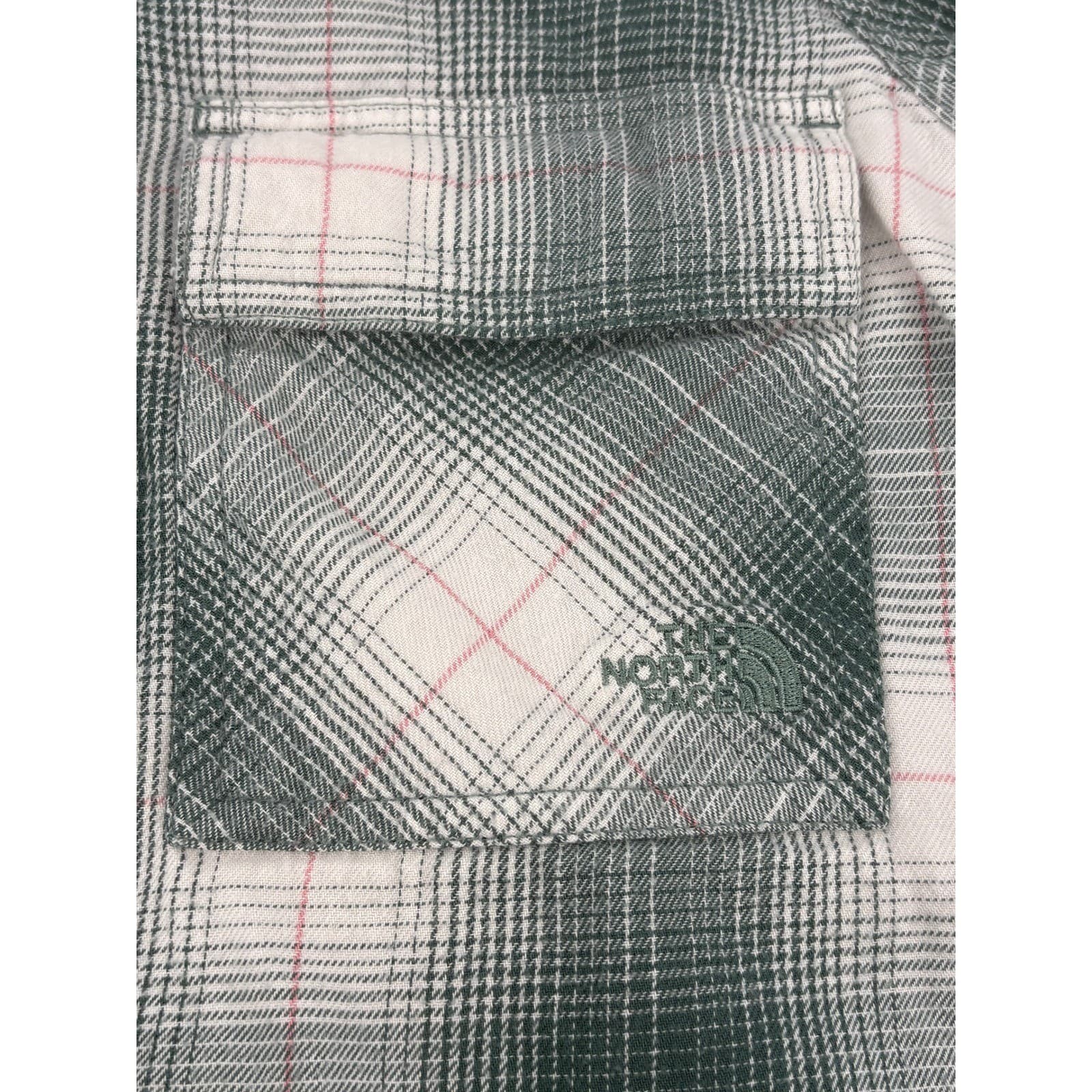 The North Face Womens Plaid Flannel Button Up Shirt Green Pink Size S - Thumbnail 5