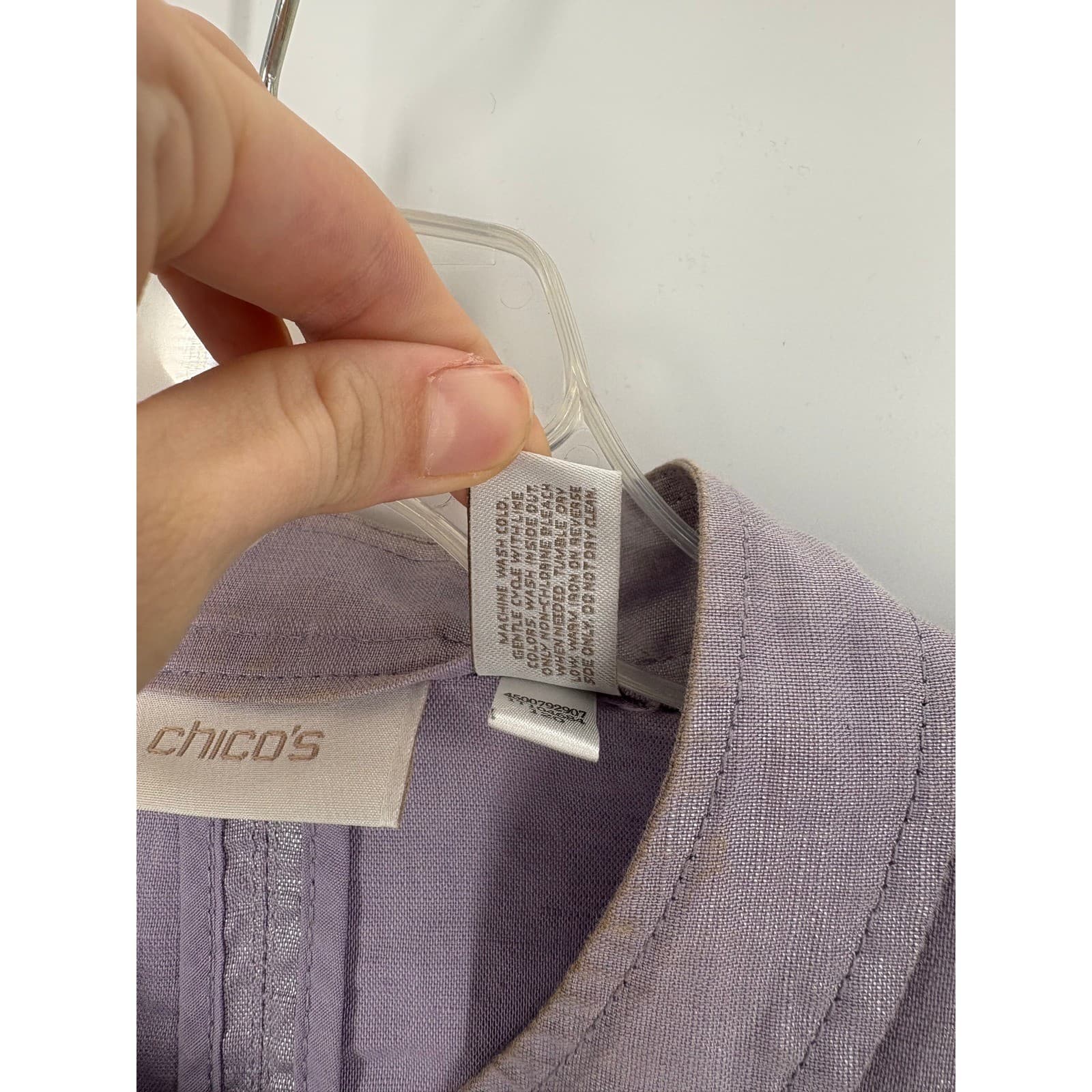 Chicos Linen Blend Cropped Jacket Lavender Button Front Collarless Size 2 - Thumbnail 5