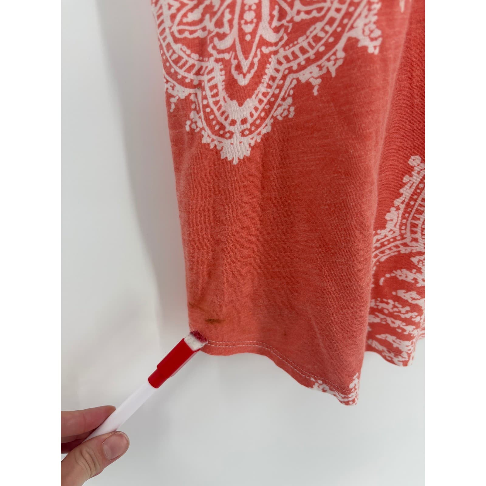 Chico's Coral Paisley Print V Neck Short Sleeve Tunic Top Women's Size 2 - Thumbnail 3