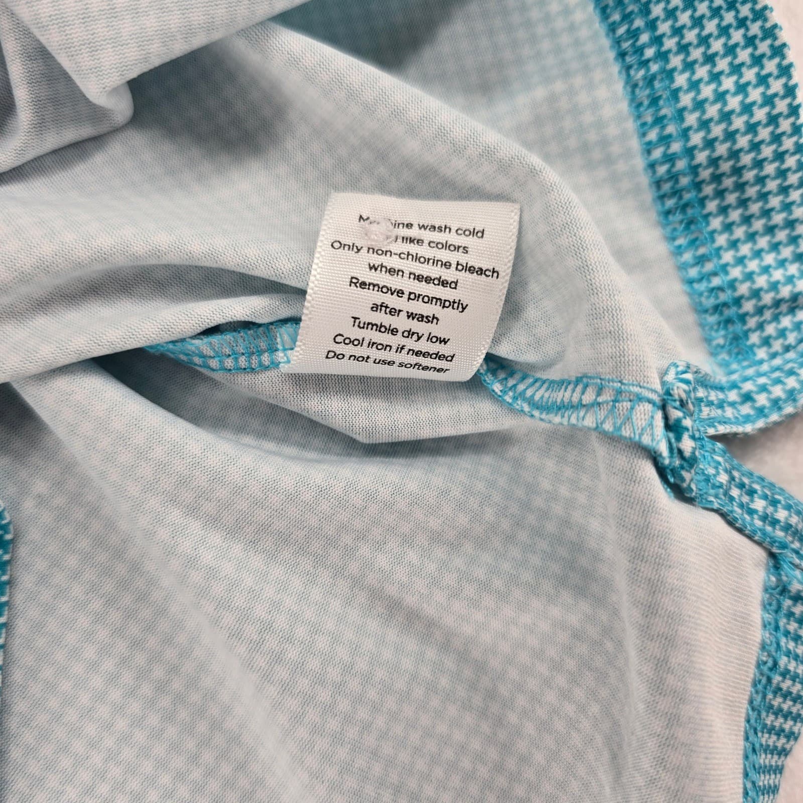 Walter Hagen Polo Mens M Shirt Teal White Houndstooth Essentials Short Sleeve - Thumbnail 4
