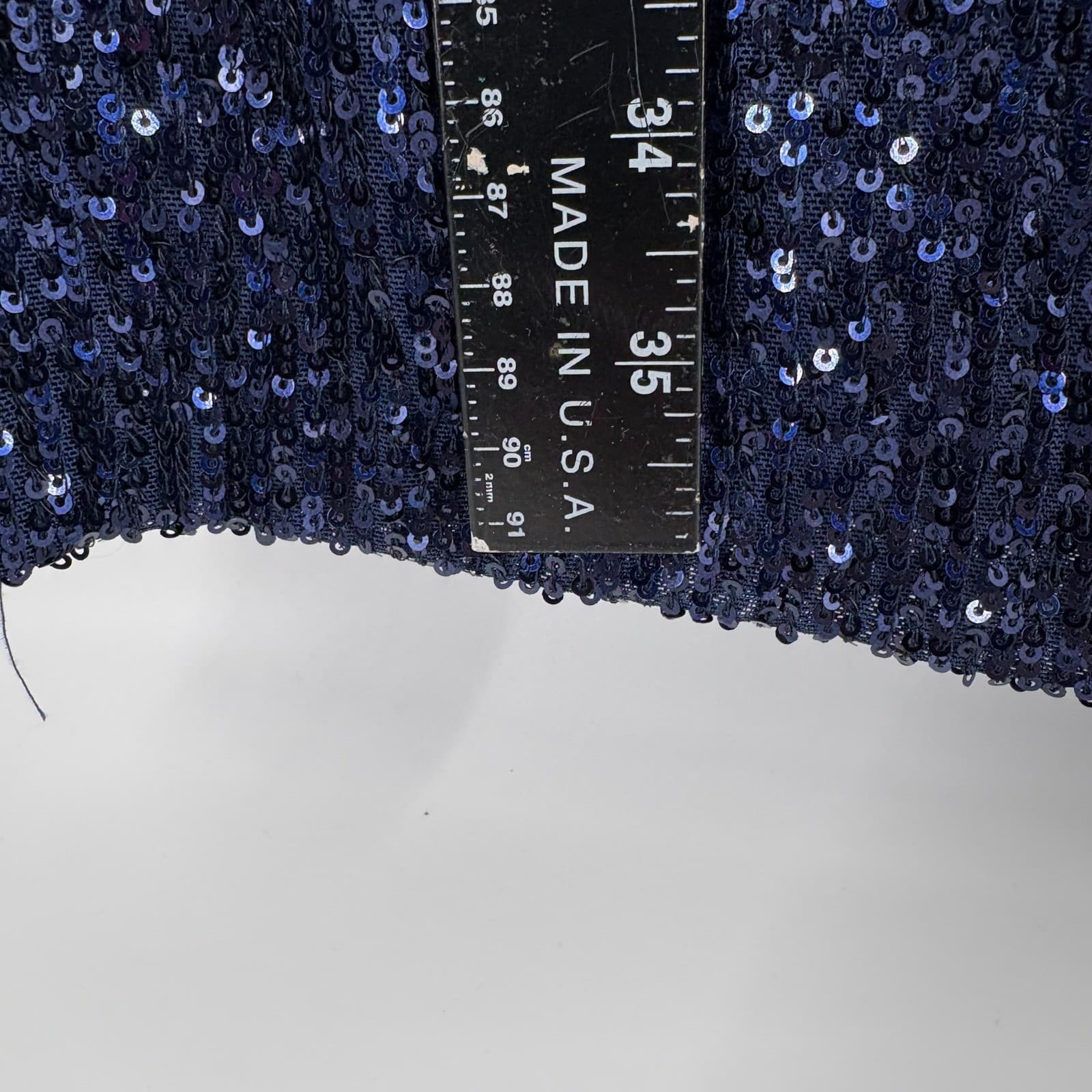 Nightway Navy Blue Sequin V Neck Spaghetti Strap Cocktail Dress Size 12 - Thumbnail 2