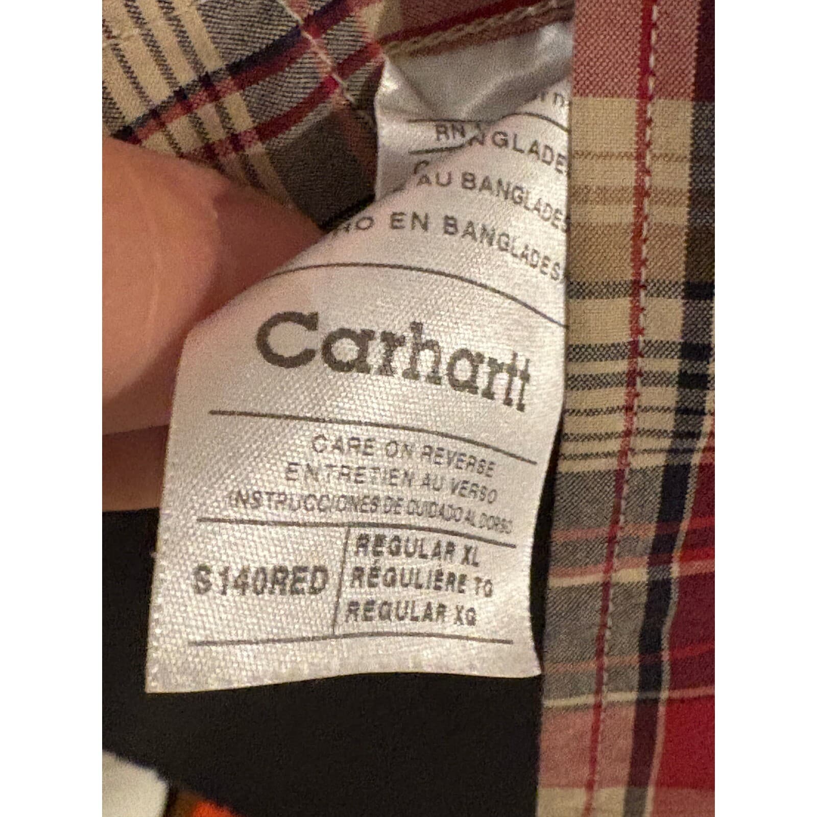 Carhartt Plaid Flannel Shirt Long Sleeve Button Up Workwear XL - Thumbnail 5