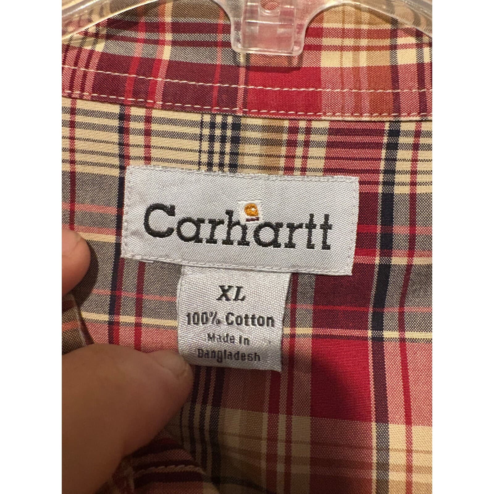 Carhartt Plaid Flannel Shirt Long Sleeve Button Up Workwear XL - Thumbnail 2