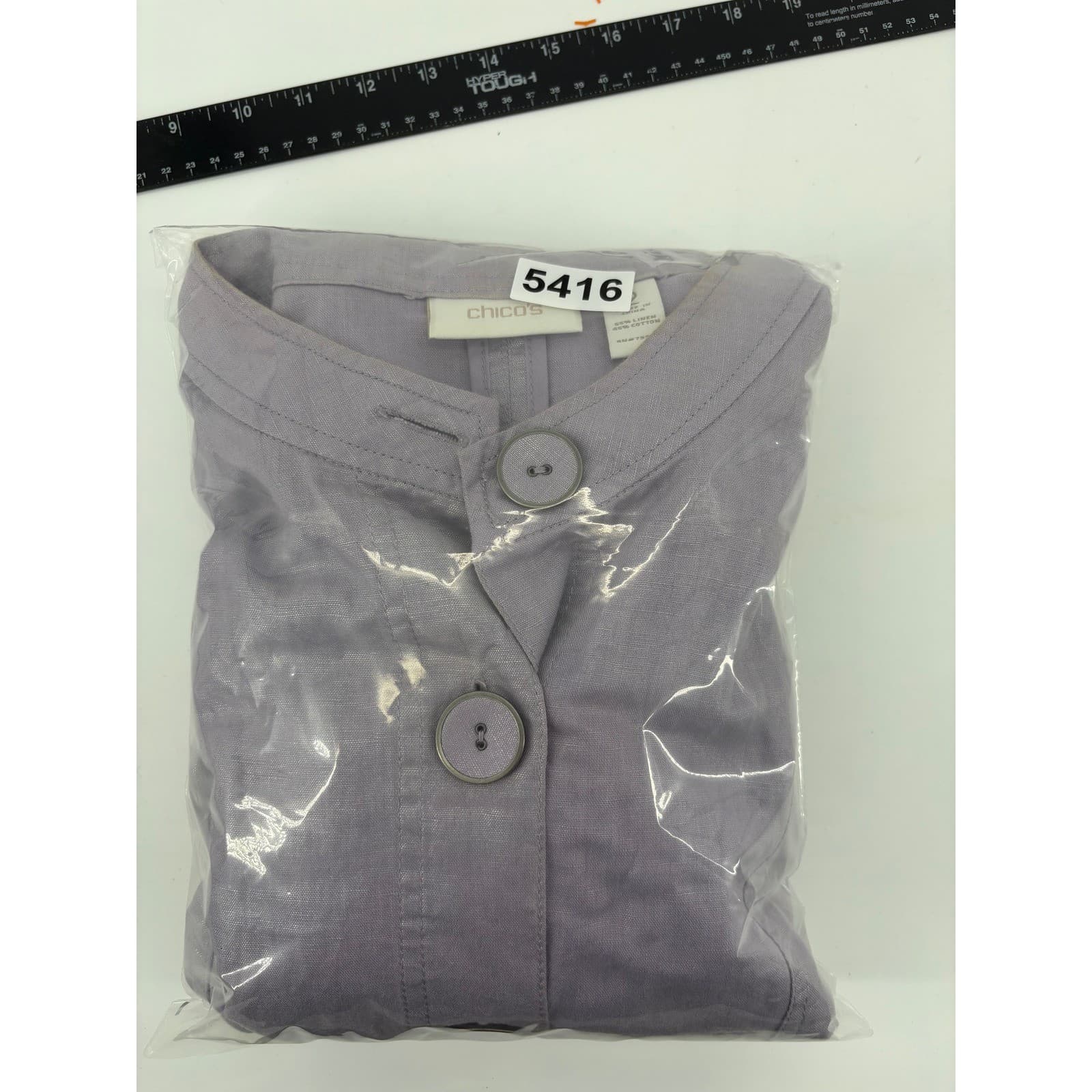 Chicos Linen Blend Cropped Jacket Lavender Button Front Collarless Size 2 - Thumbnail 8