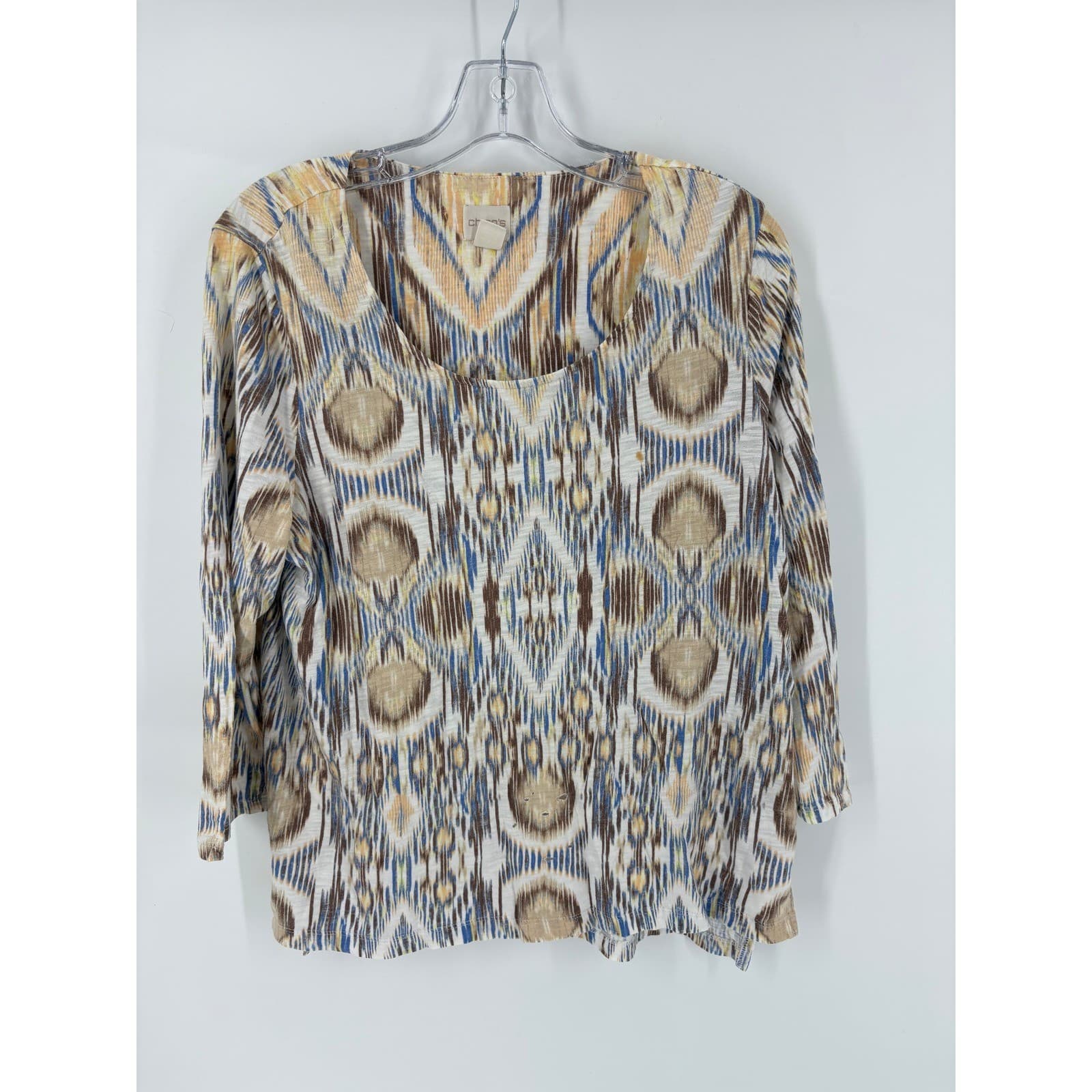 Chico's Black Label Ikat Print Long Sleeve Tunic Top Women's XL