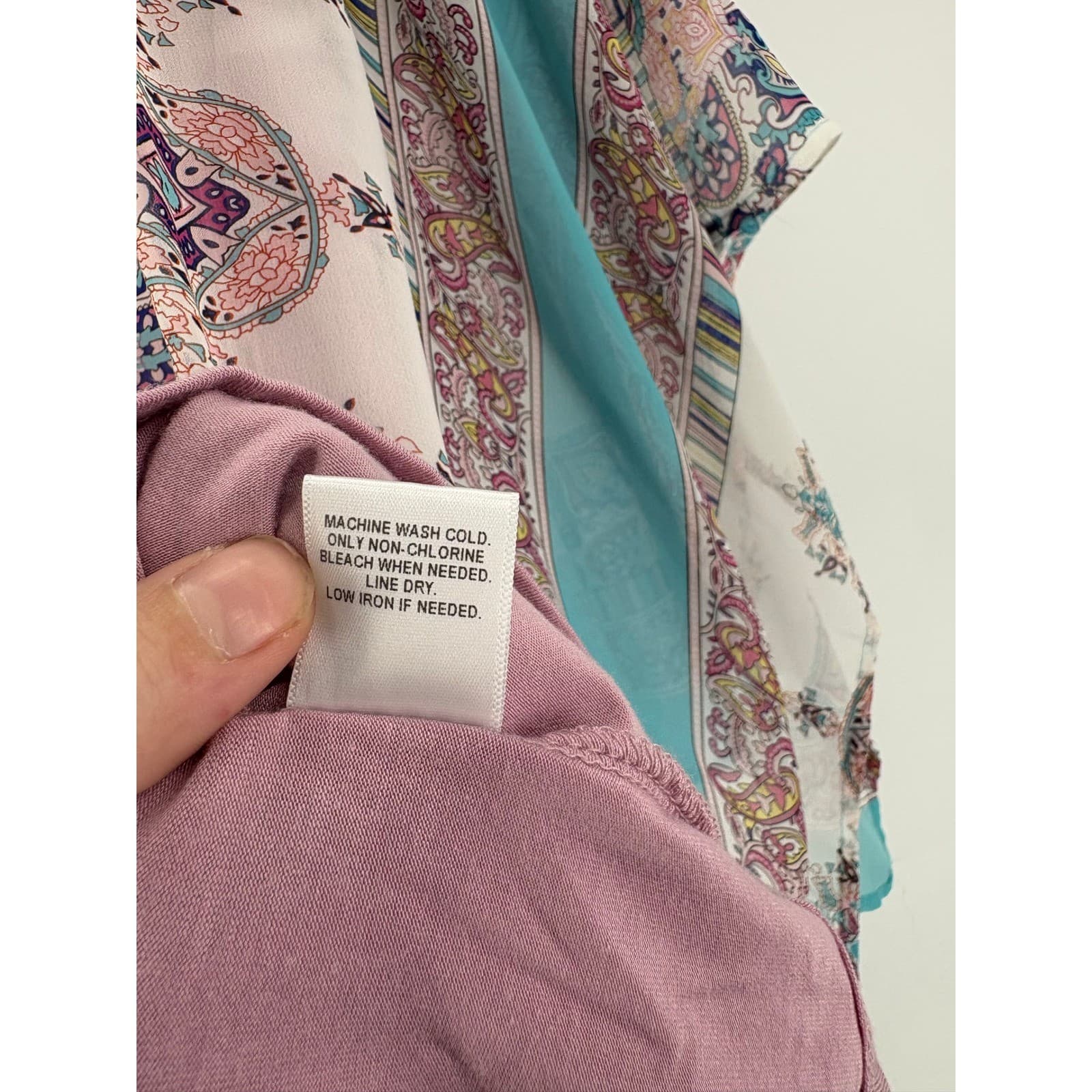 Roz & Ali Women's Size S Pink Blue Paisley Print Sheer Overlay Top Tunic - Thumbnail 5