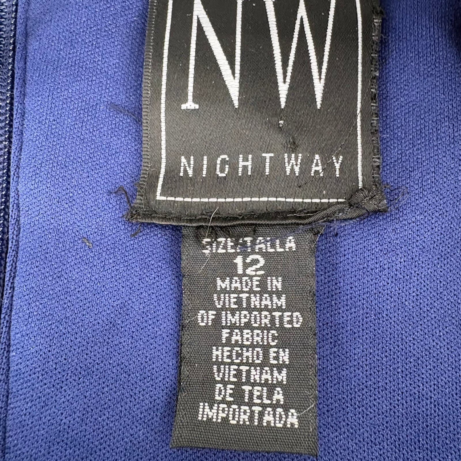 Nightway Navy Blue Sequin V Neck Spaghetti Strap Cocktail Dress Size 12 - Thumbnail 6