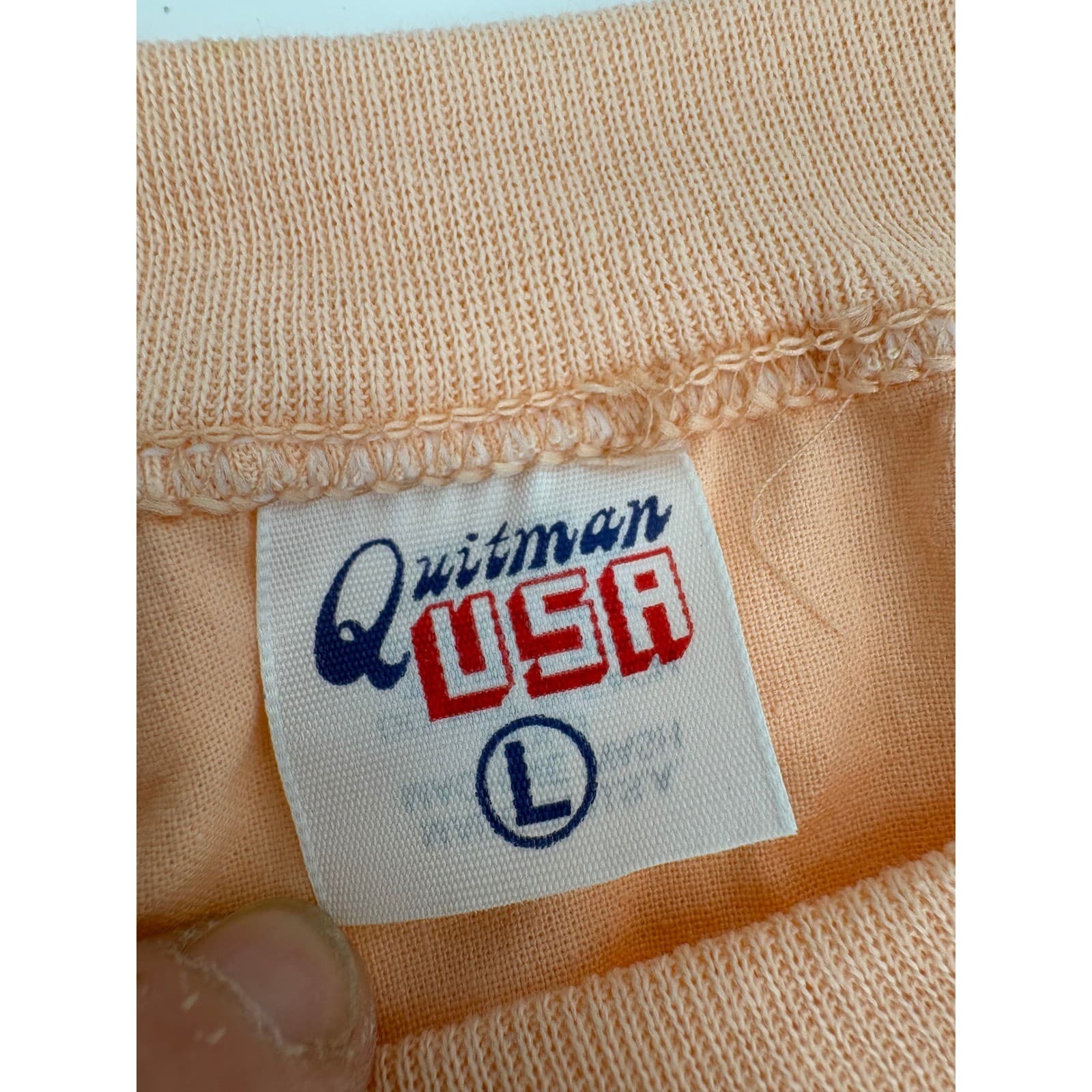 Quitman USA Peach Crewneck Long Sleeve Sweatshirt Size L Men's Minimalist - Thumbnail 2