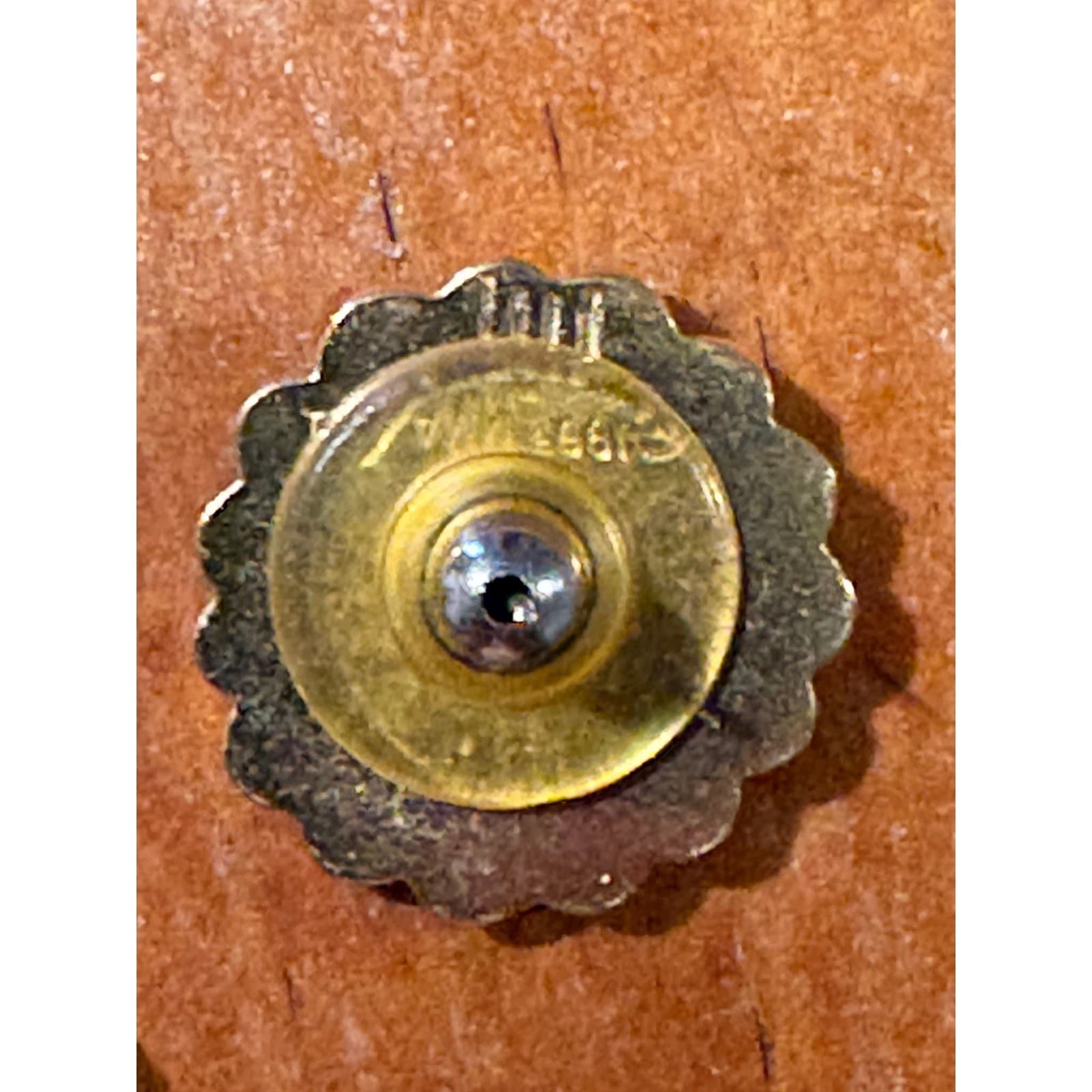 Vintage Napier Black Cabochon Floral Stud Earrings Gold Tone Daisy - Thumbnail 3
