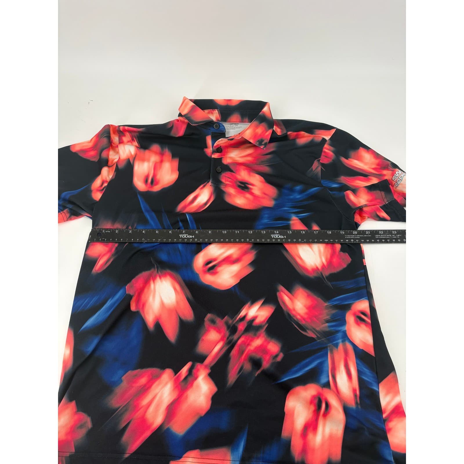 Under Armour Women's Playoff Polo Large Black Red Blue Blurred Floral Golf Shirt - Thumbnail 7