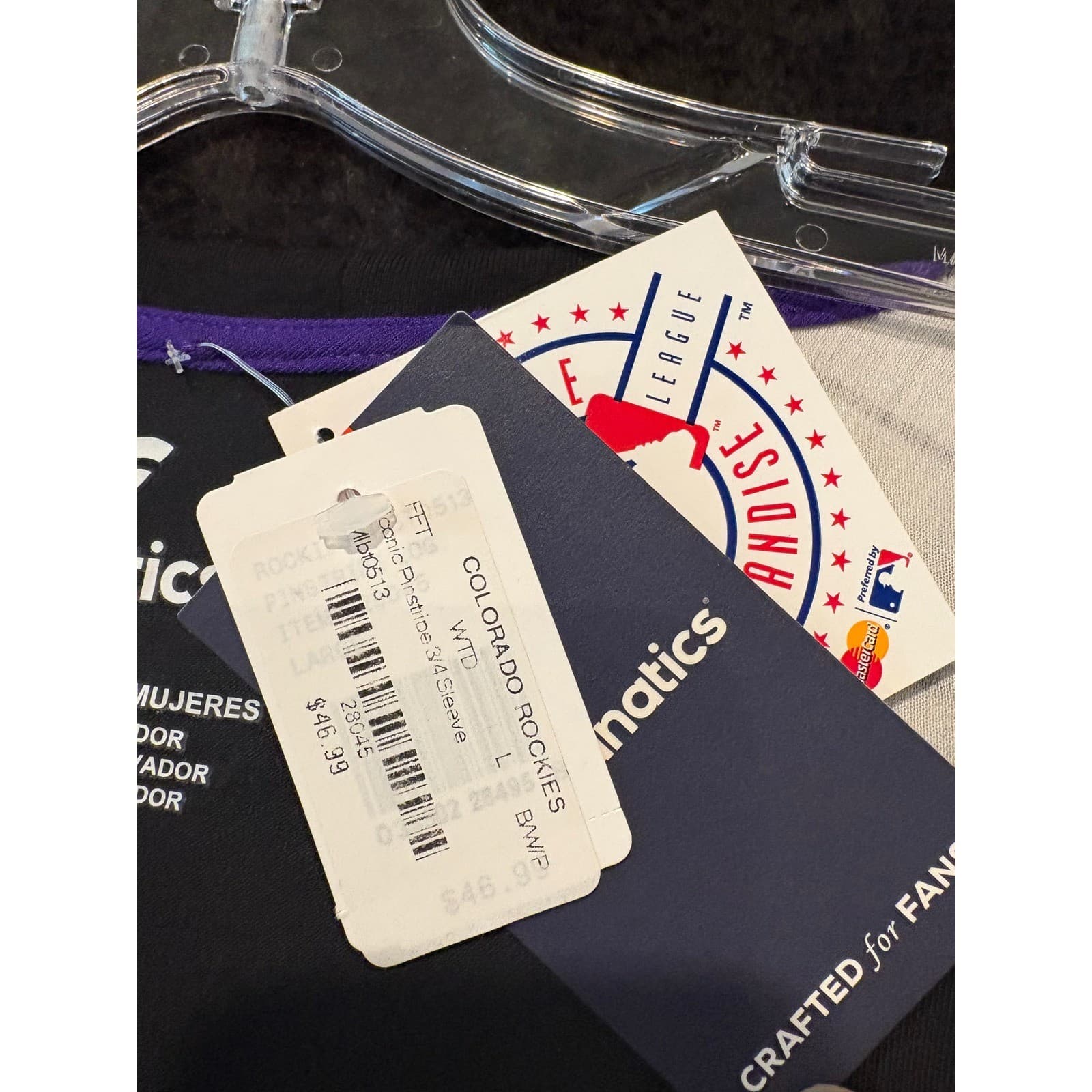 Fanatics Colorado Rockies MLB Baseball Pinstripe Sleeve Shirt Womens L - Thumbnail 3