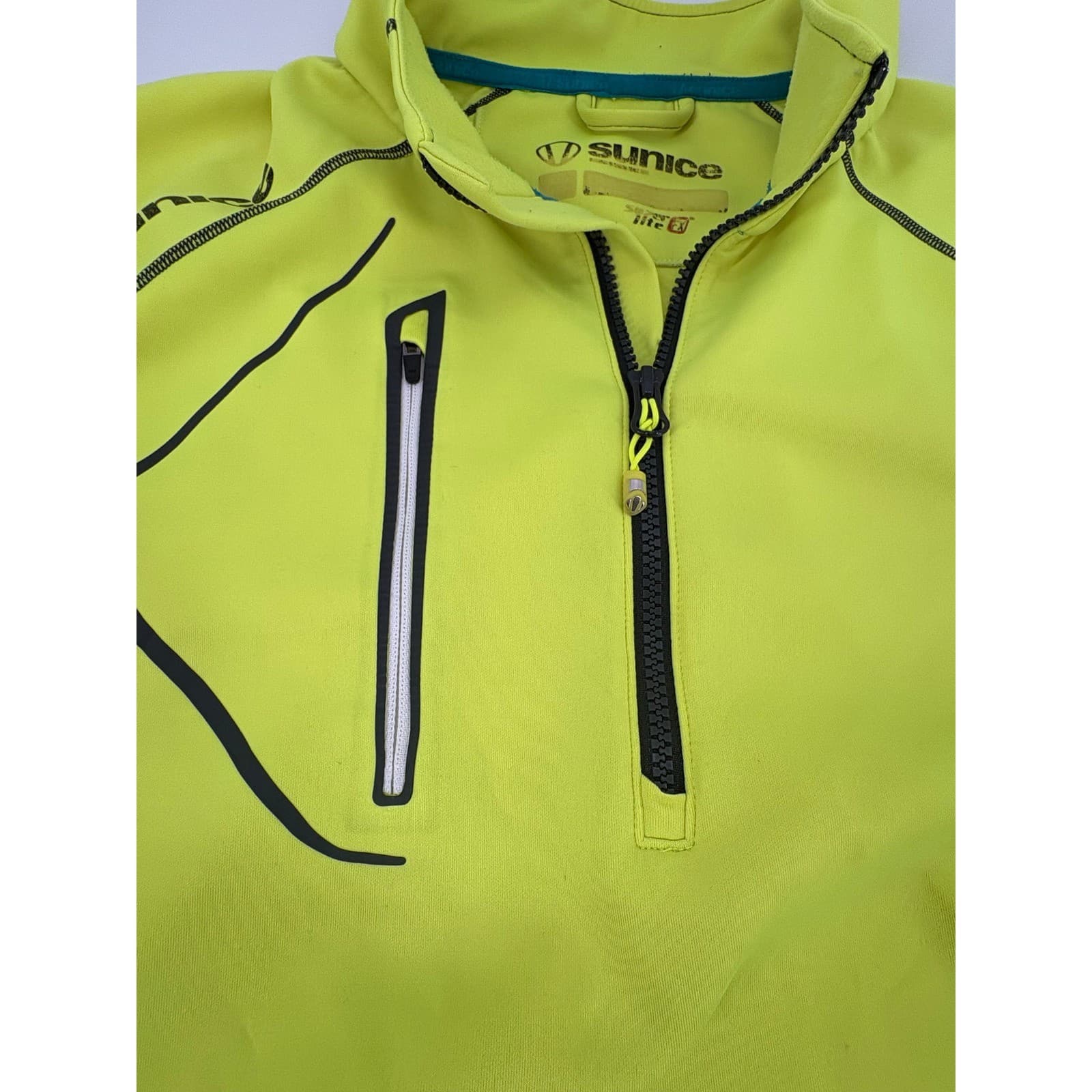 Sunice Mens Pullover Long Sleeve 1/4 Zip Neon Yellow Athletic Golf Shirt - Thumbnail 7