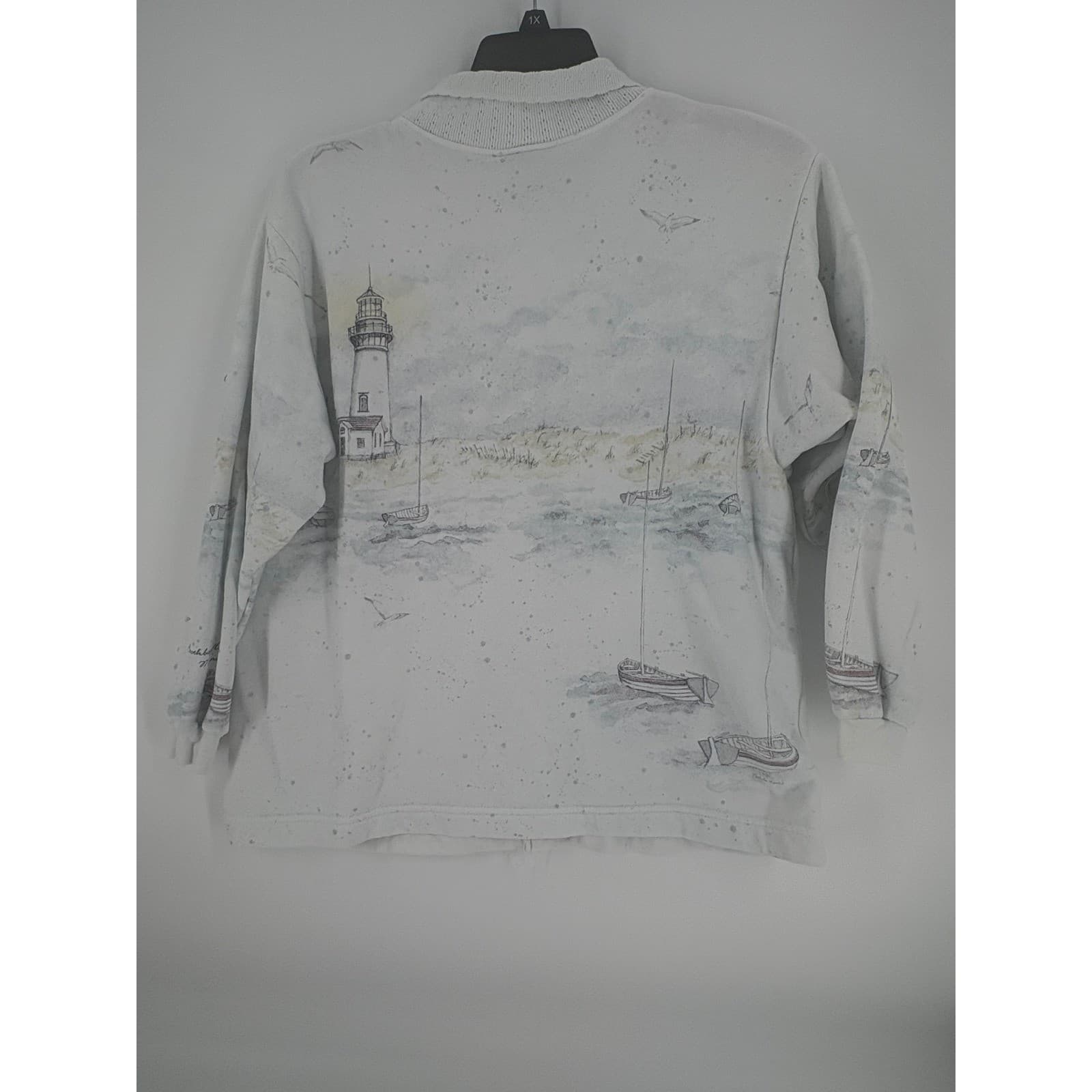 Artisans Novelty Lighthouse Button Up Shirt Coastalcore Cottagecore Aesthetic - Thumbnail 3