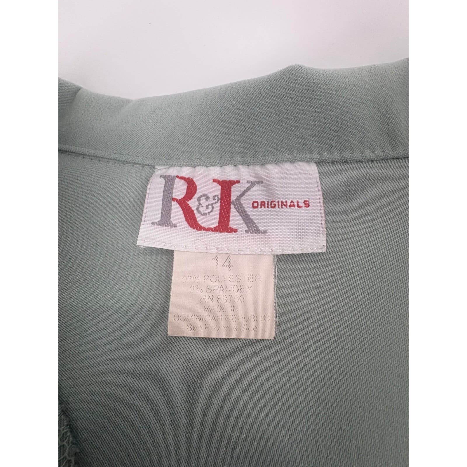 R&K Originals Women's Button Down Top Green Black Leaf Print Size 14 - Thumbnail 3
