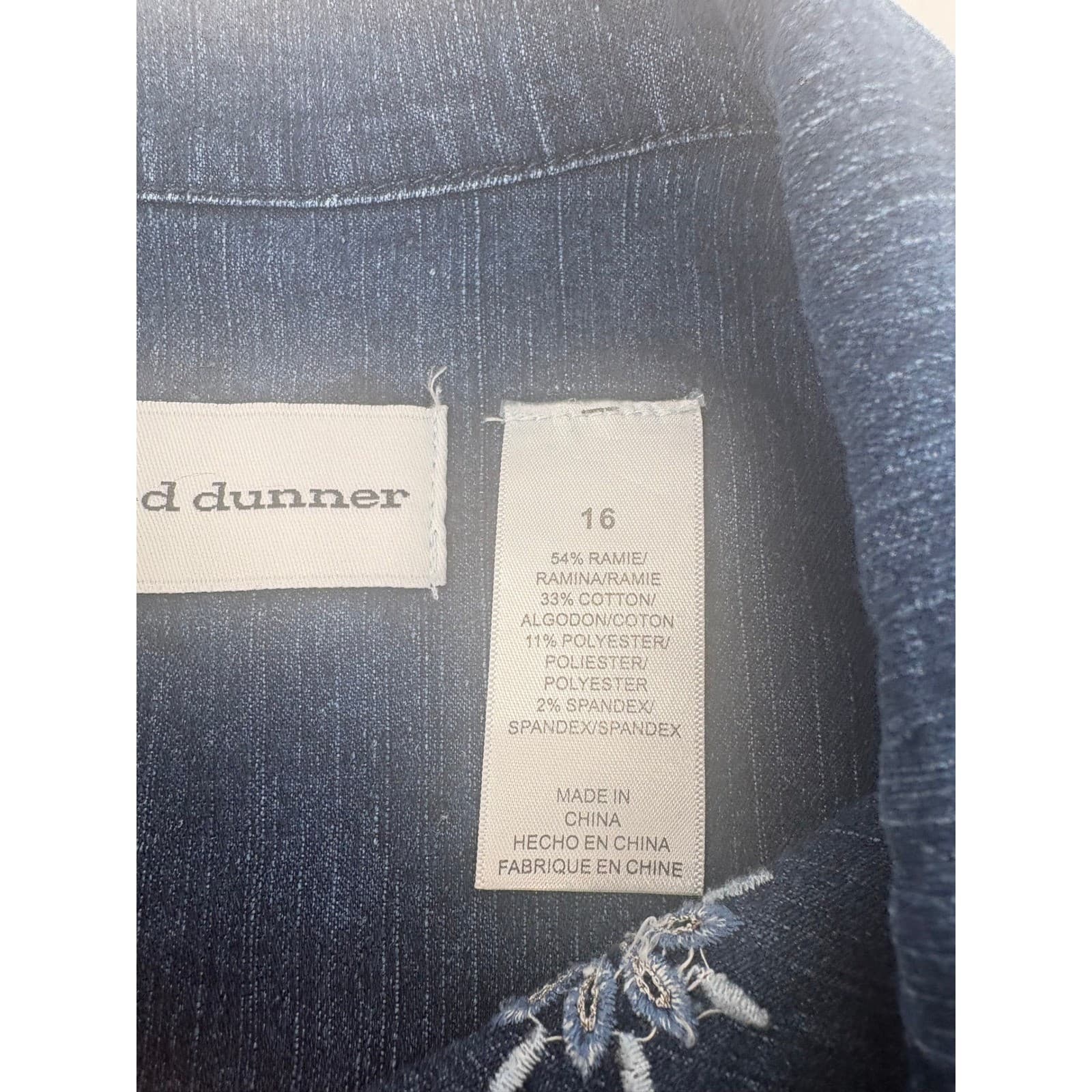 Alfred Dunner Denim Jacket Womens 16 Blue Embellished 3/4 Sleeve Button Up - Thumbnail 5
