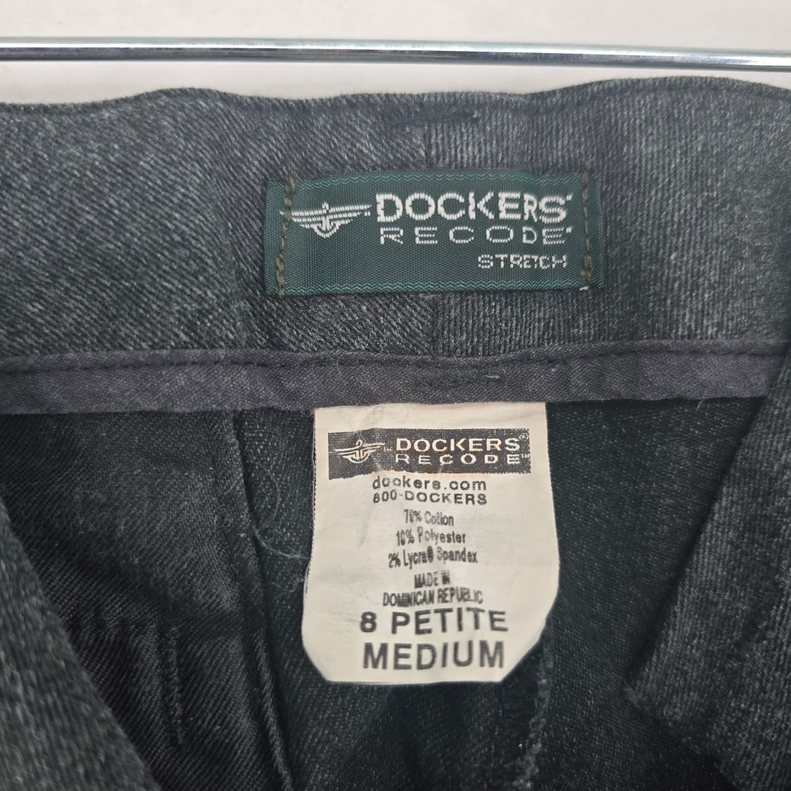 Dockers Recode Womens 8 Petite Pants Charcoal Gray Stretch Straight Leg Trousers - Thumbnail 2