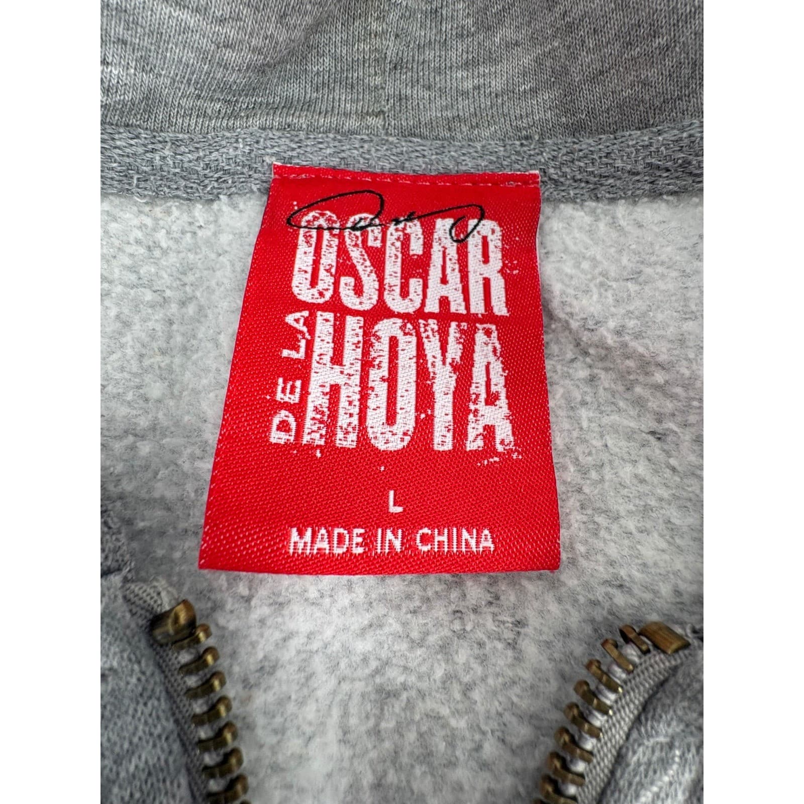 Oscar De La Hoya 92 Zip Up Hoodie Mens Large Gray Boxer Graphic - Thumbnail 3