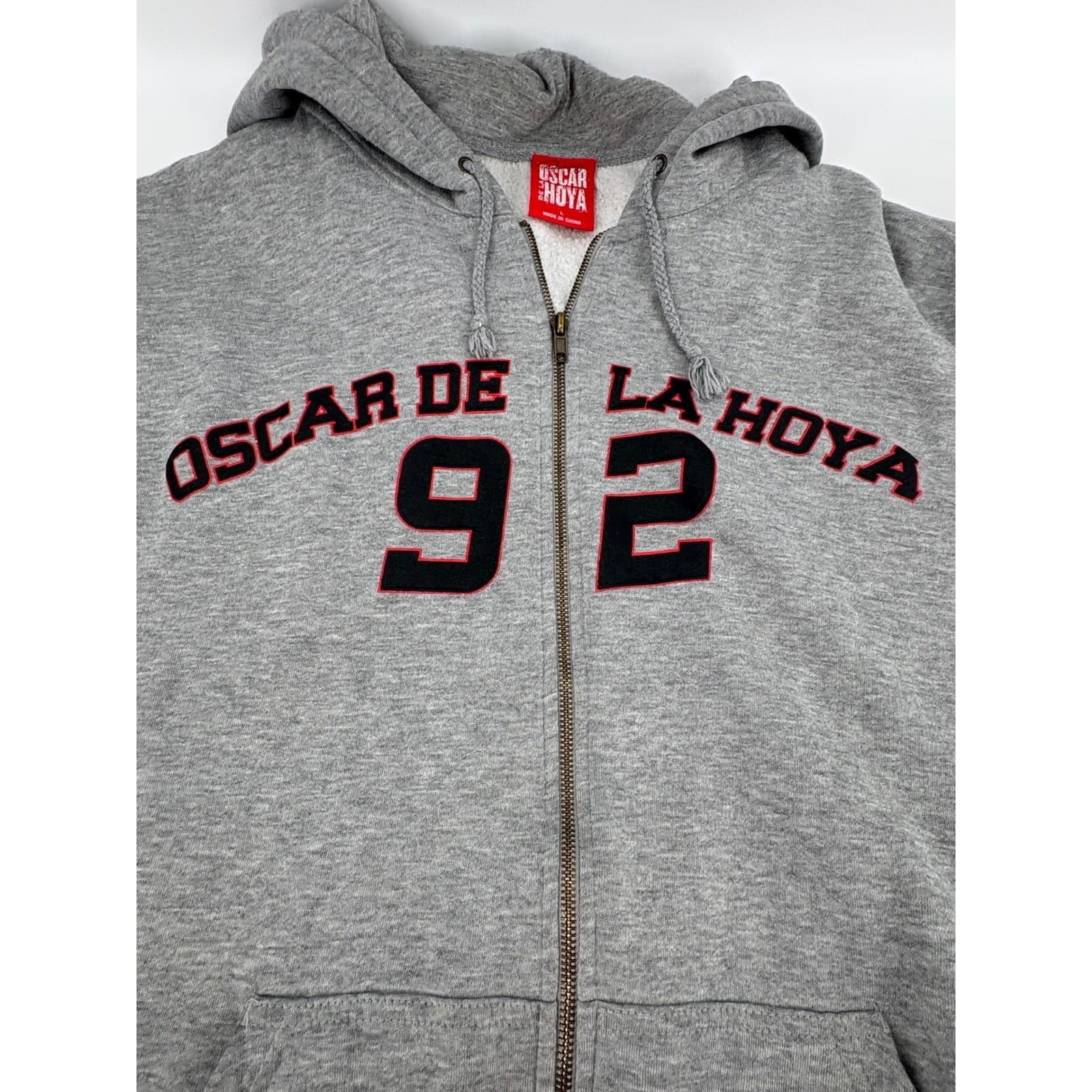 Oscar De La Hoya 92 Zip Up Hoodie Mens Large Gray Boxer Graphic - Thumbnail 4