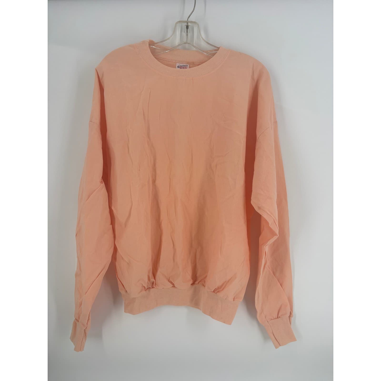 Quitman USA Peach Crewneck Long Sleeve Sweatshirt Size L Men's Minimalist - Thumbnail 6