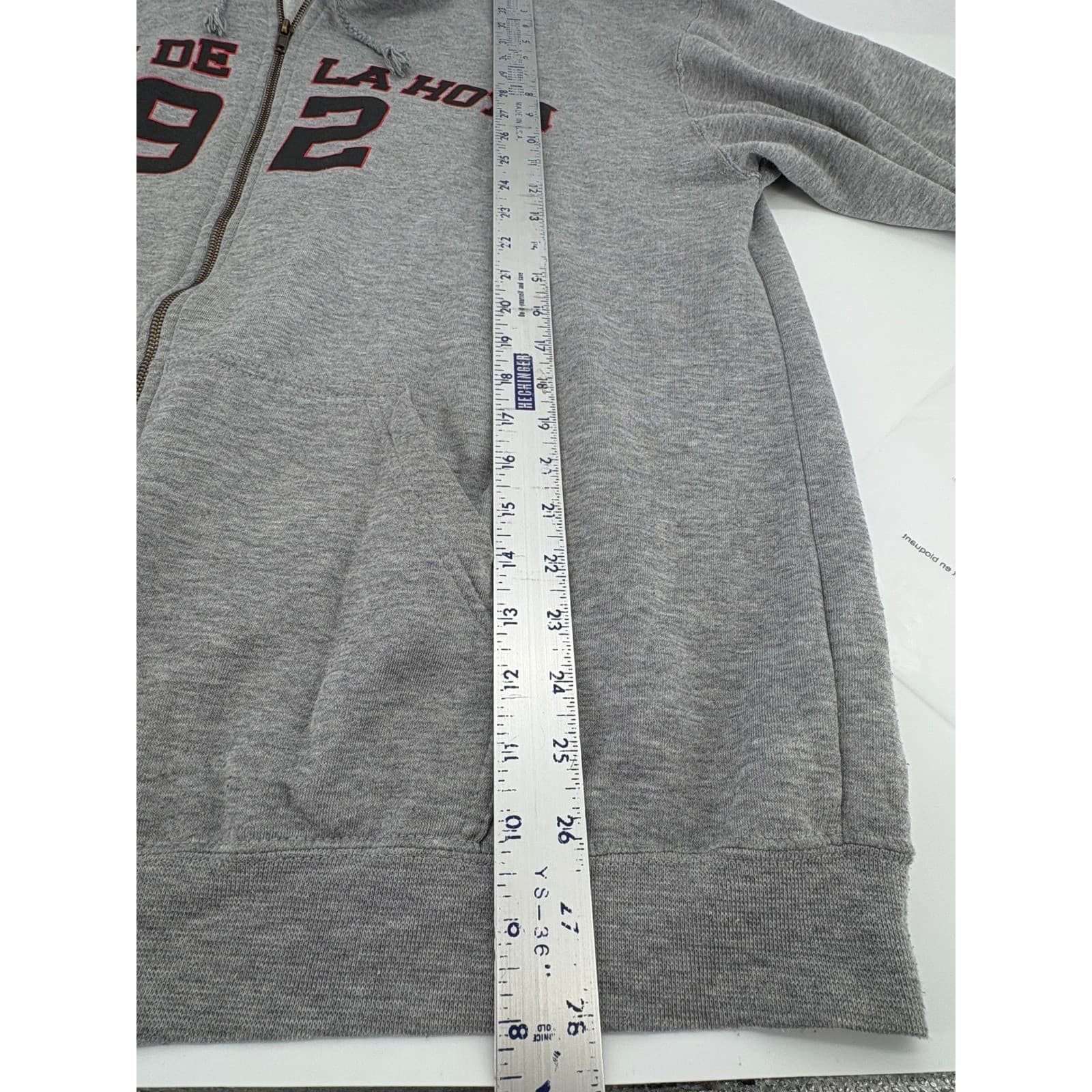 Oscar De La Hoya 92 Zip Up Hoodie Mens Large Gray Boxer Graphic - Thumbnail 6