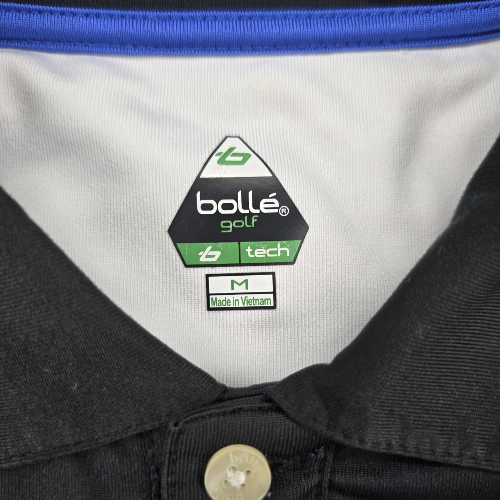 Bolle Golf Polo Mens M Shirt White Black Striped B-Tech Performance Short Sleeve - Thumbnail 2