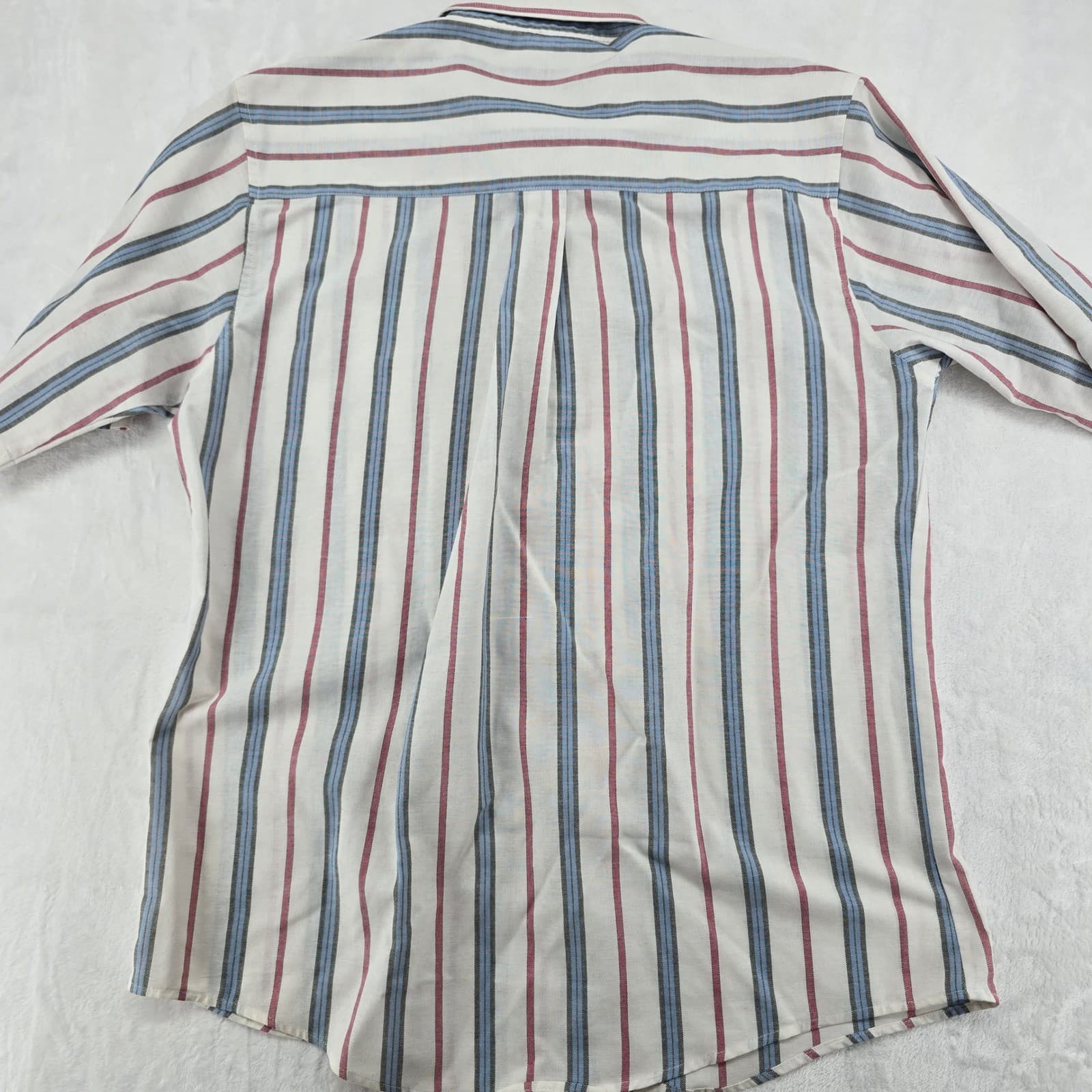 Saddlebrook Button Down Mens Size L Shirt White Blue Red Striped Short Sleeve - Thumbnail 5