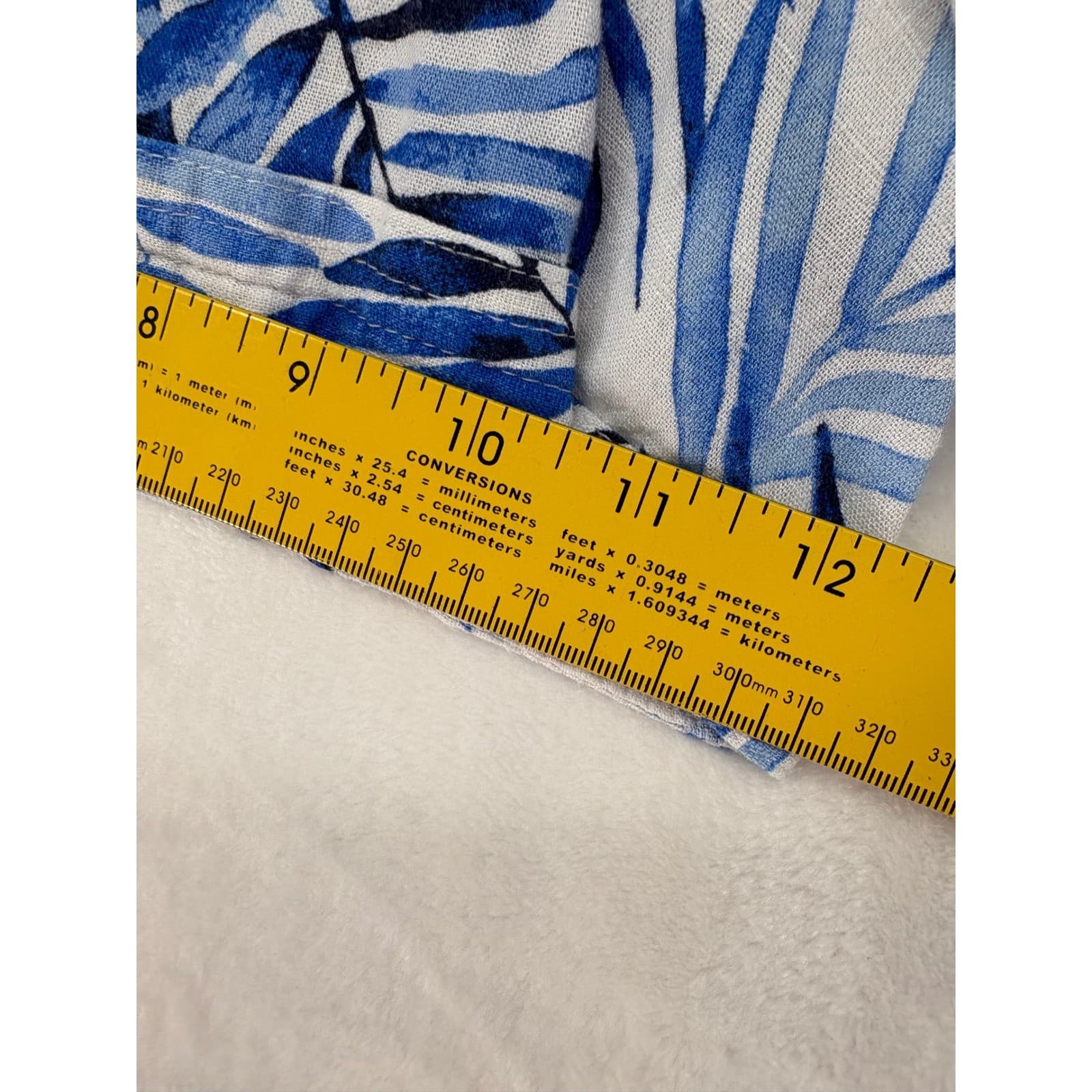Kim Rogers Shorts Womens Sz M Pull-on Blue Tropical Palm Leaf Print Linen Blend - Thumbnail 5