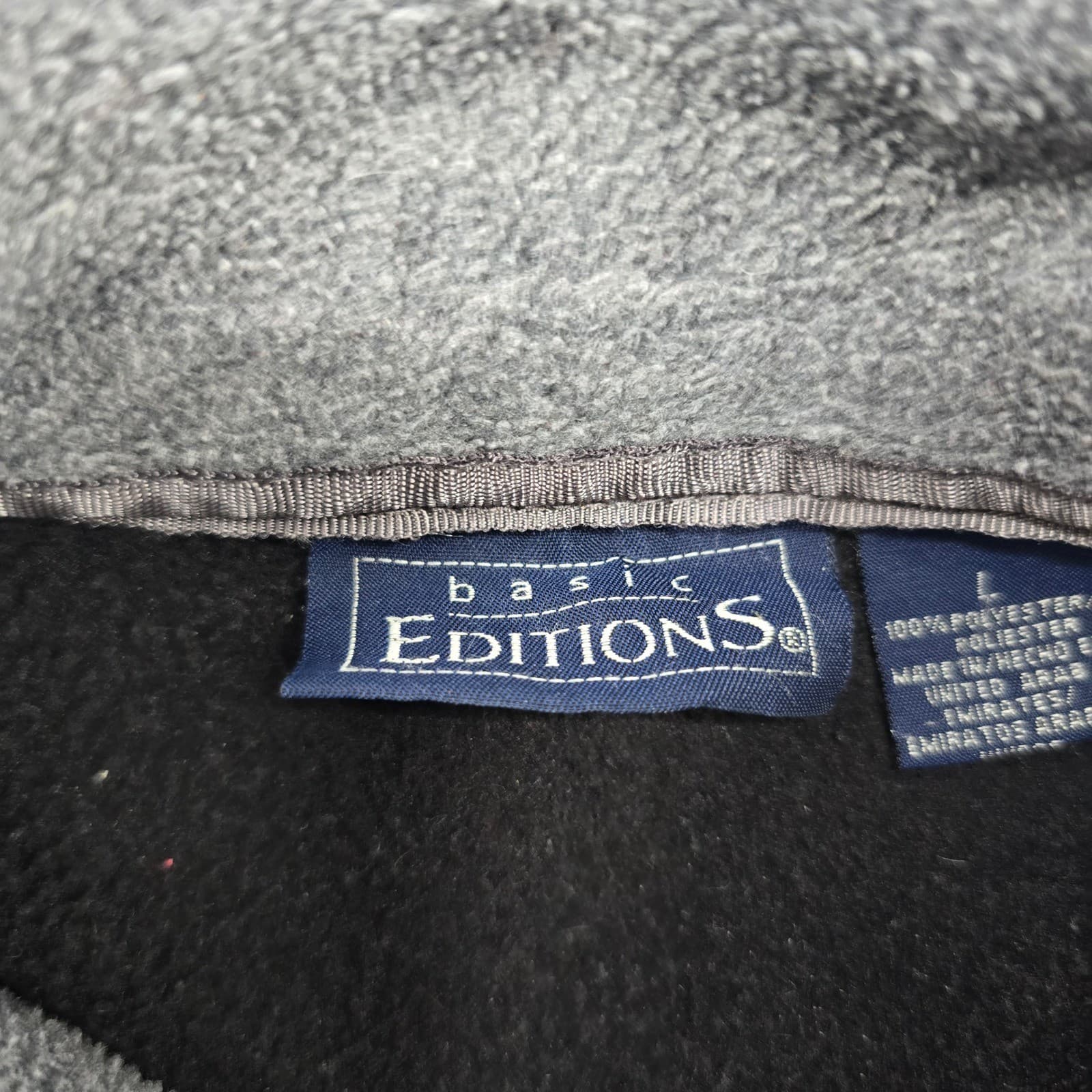 Basic Editions Fleece Jacket Womens L Jacket Black Full Zip Mock Neck Solid 6689 - Thumbnail 2