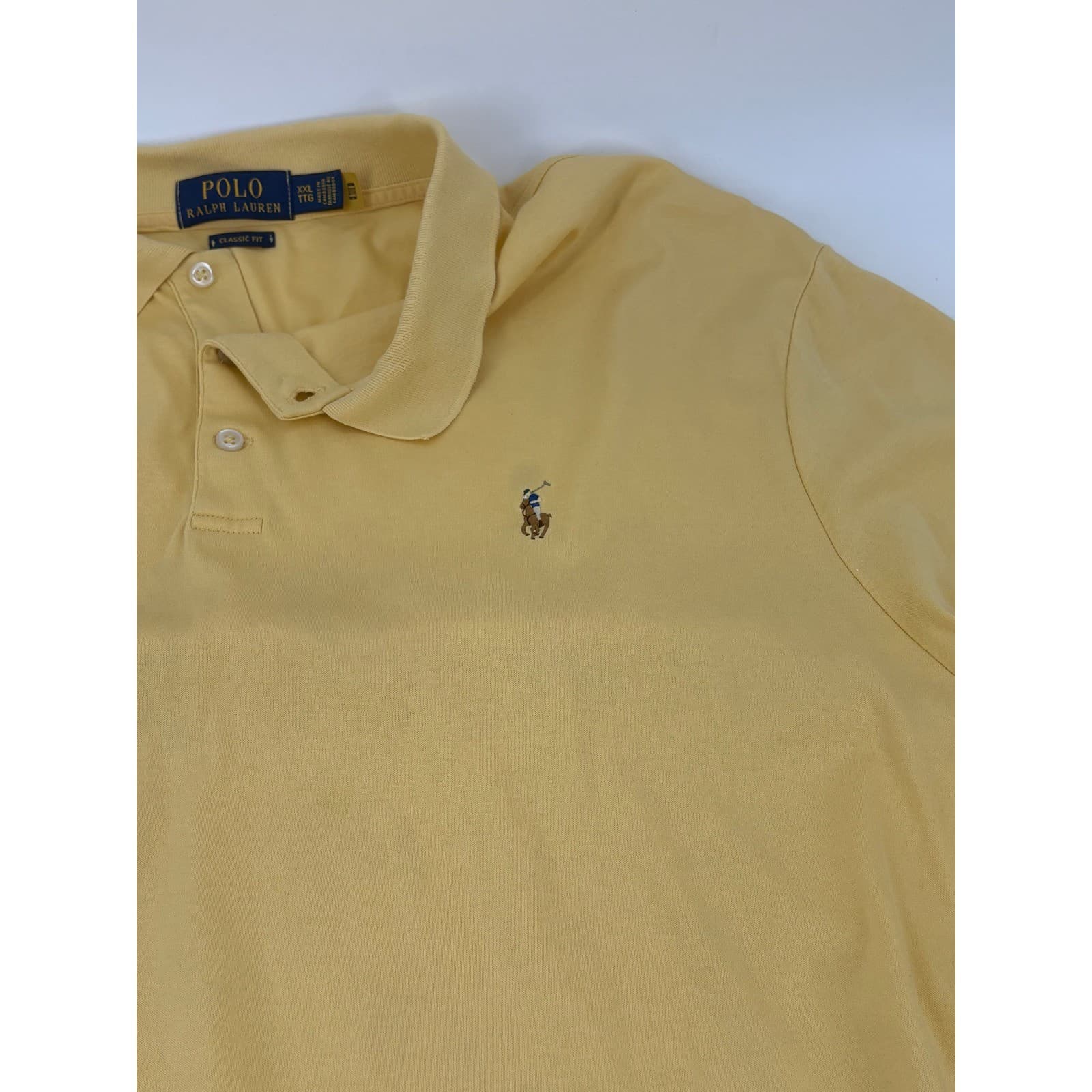 Polo Ralph Lauren Mens Classic Fit Yellow Short Sleeve Polo Shirt XXL - Thumbnail 5