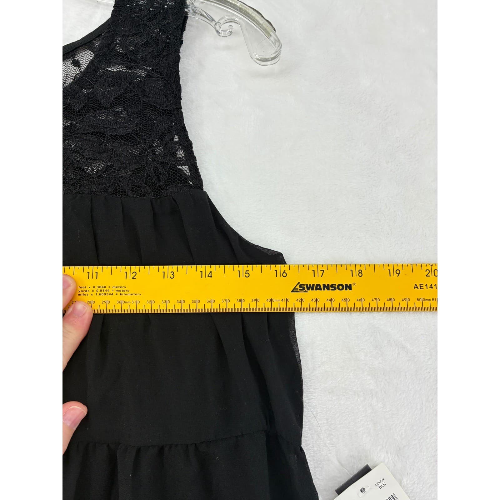 As U Wish Dress Womens Size M Mini Dress Black Lace Chiffon Tiered A3951104 - Thumbnail 4