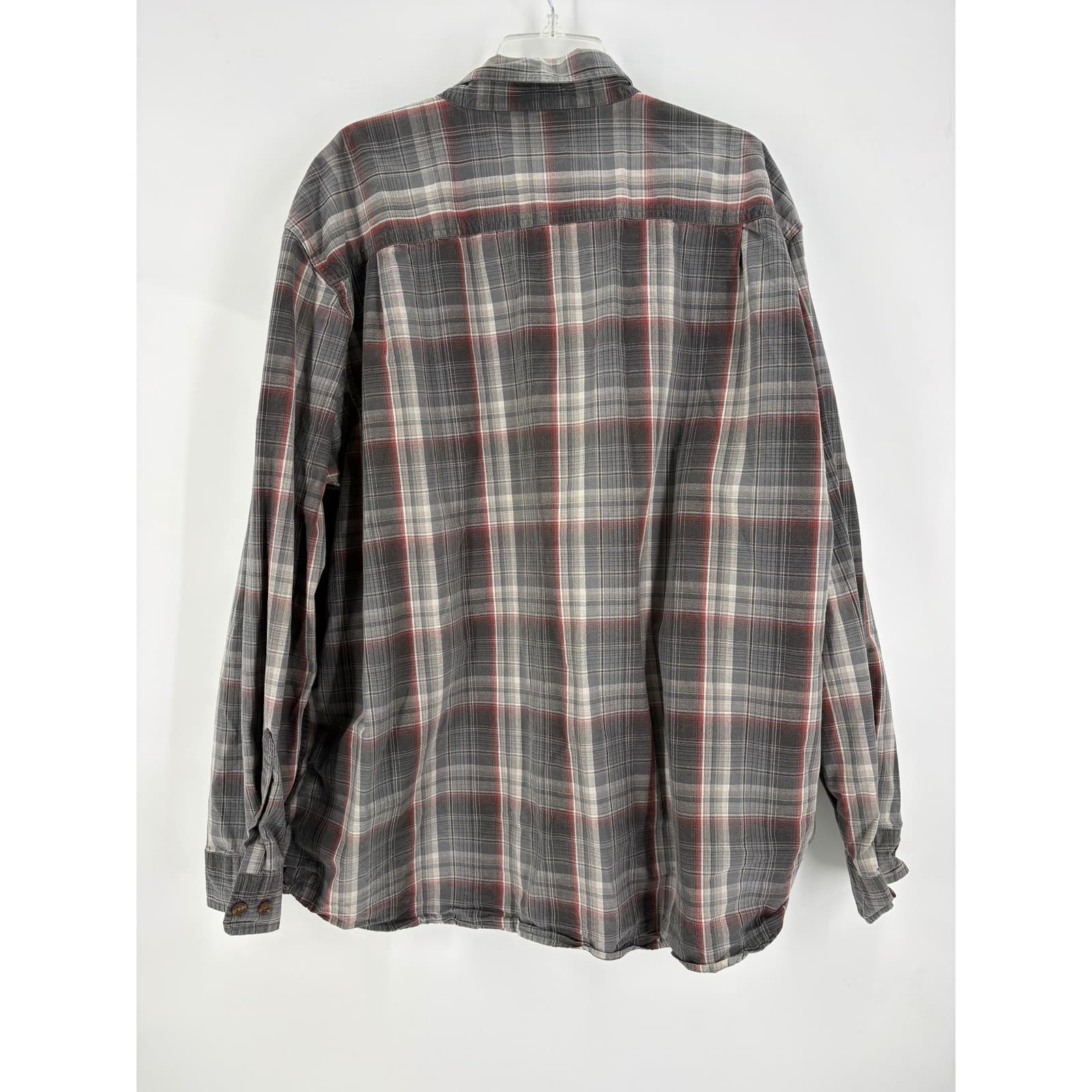 Carhartt Mens 3XL Relaxed Fit Plaid Long Sleeve Button Up Shirt Gray Red - Thumbnail 3