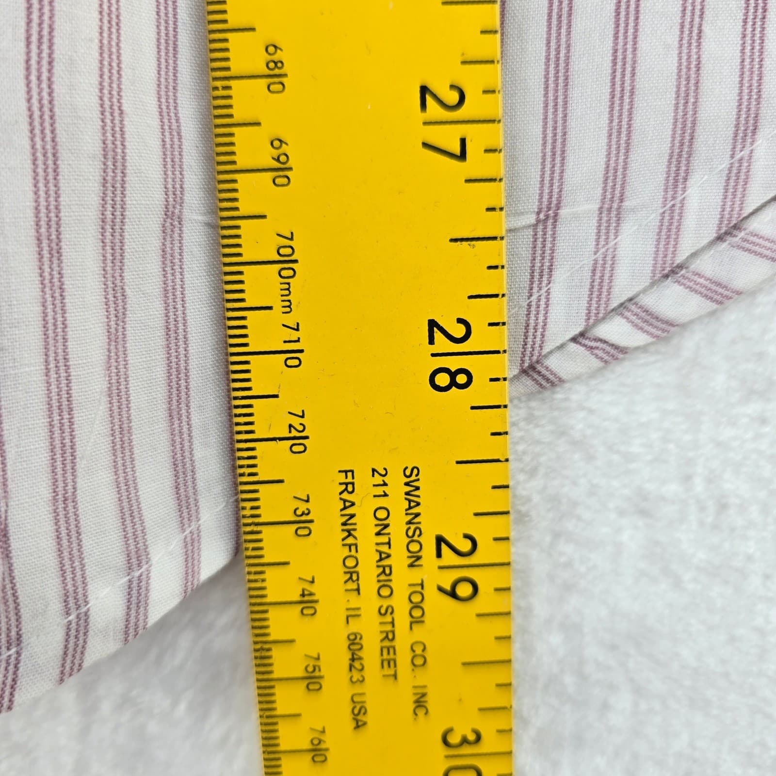 Manhattan Button Down Mens 17-17.5 Shirt White Burgundy Striped Short Sleeve - Thumbnail 4