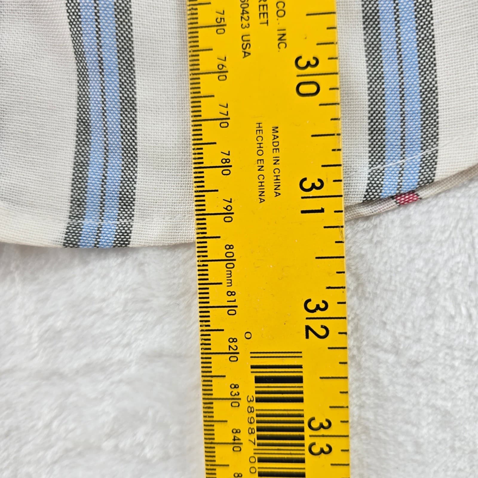 Saddlebrook Button Down Mens Size L Shirt White Blue Red Striped Short Sleeve - Thumbnail 4