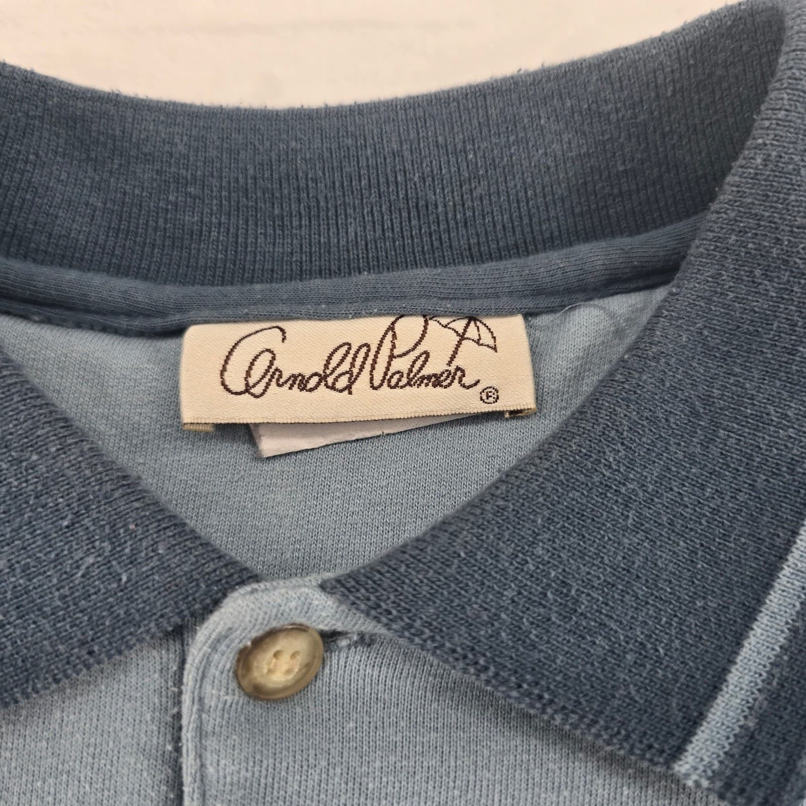 Arnold Palmer Polo Mens L Long Sleeve Polo Blue Fleece Pullover Sweater 6661 - Thumbnail 2