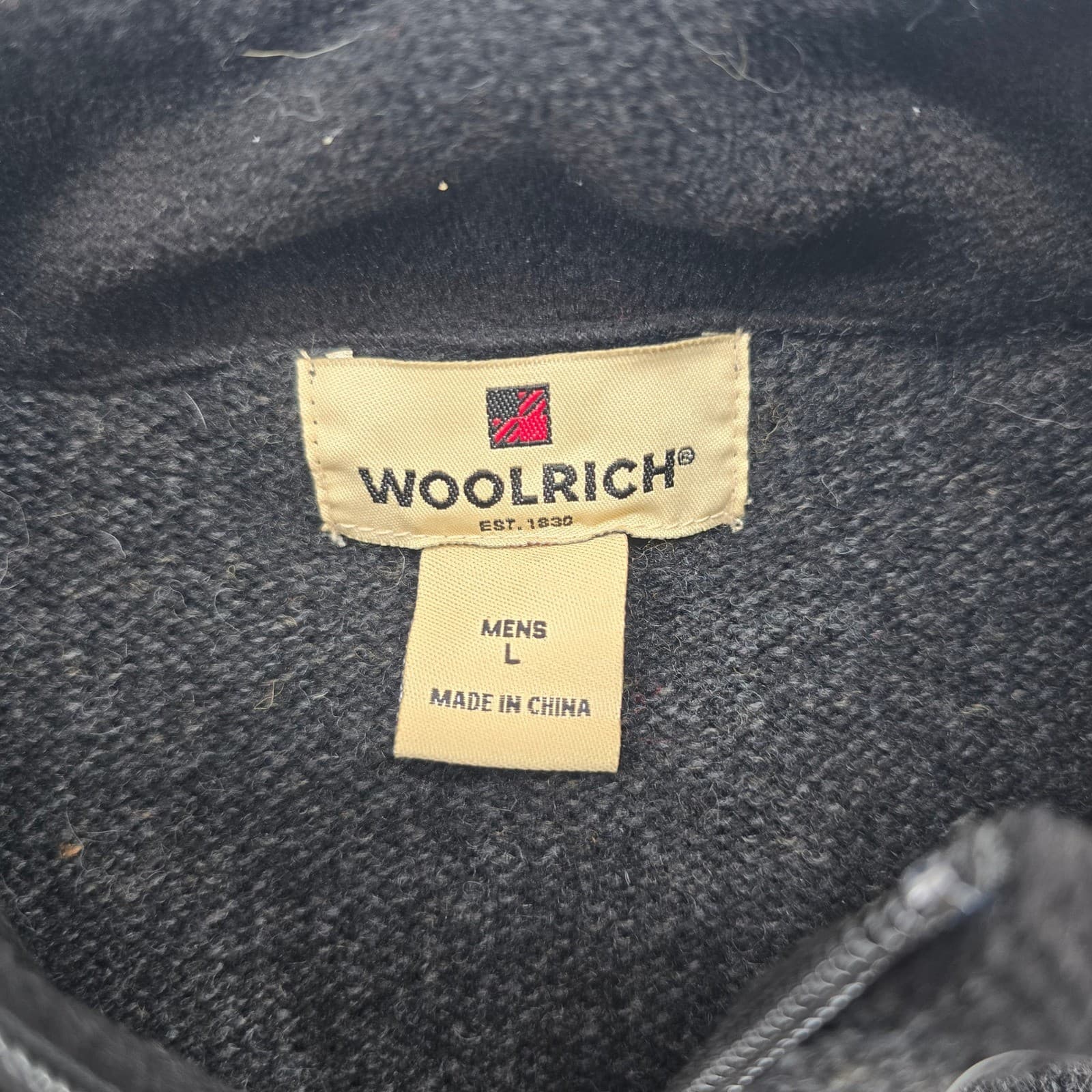Woolrich Sweater Mens L Full Zip Cardigan Onyx Heather Gray Wool 9053 Jacket - Thumbnail 2