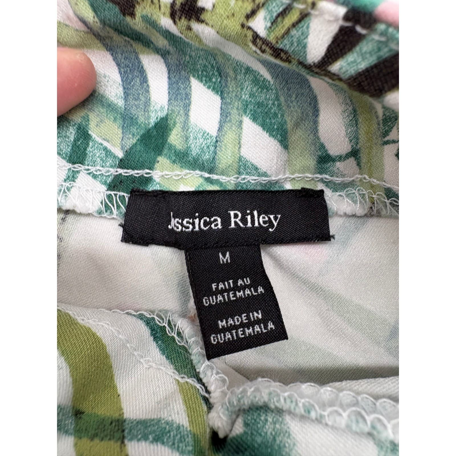 Jessica Riley Shorts Womens M Shorts White Green Pink Tropical Palm Leaf Print - Thumbnail 2