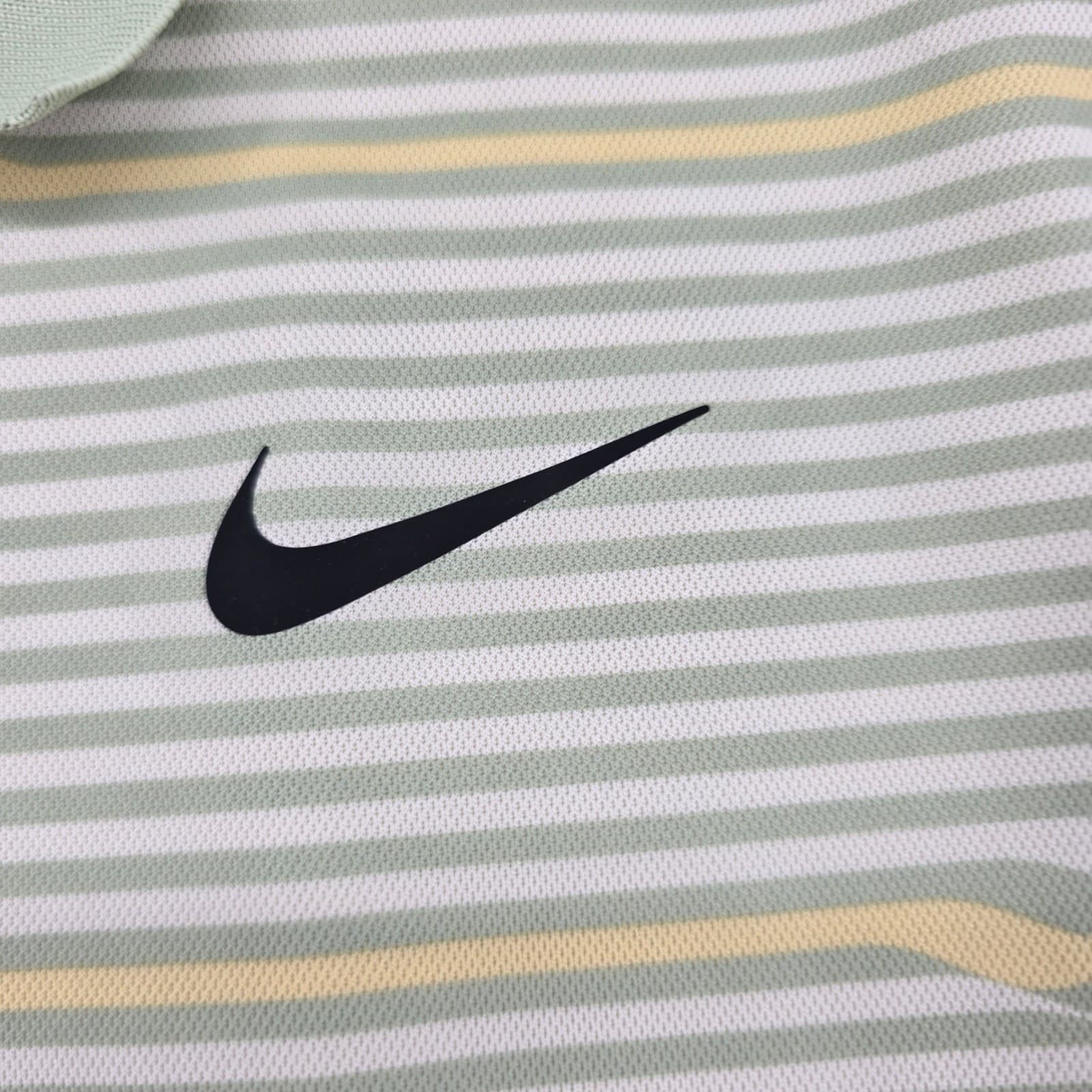 Nike Golf Polo Mens Large Shirt Sage Green Yellow Striped Country Club SC - Thumbnail 3