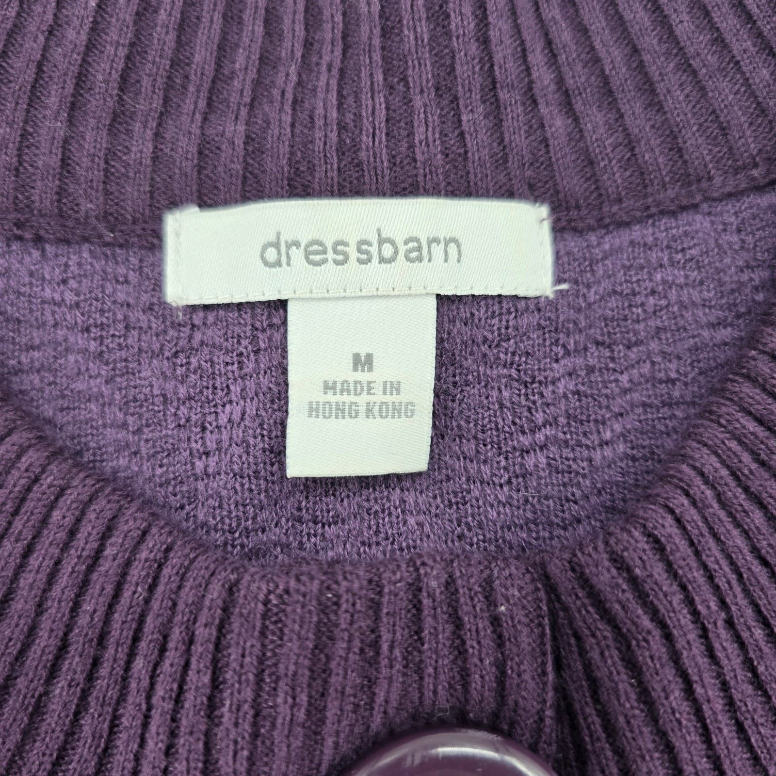 Dressbarn Cardigan Womens Medium Sweater Purple Chevron Short Sleeve Button Up - Thumbnail 2