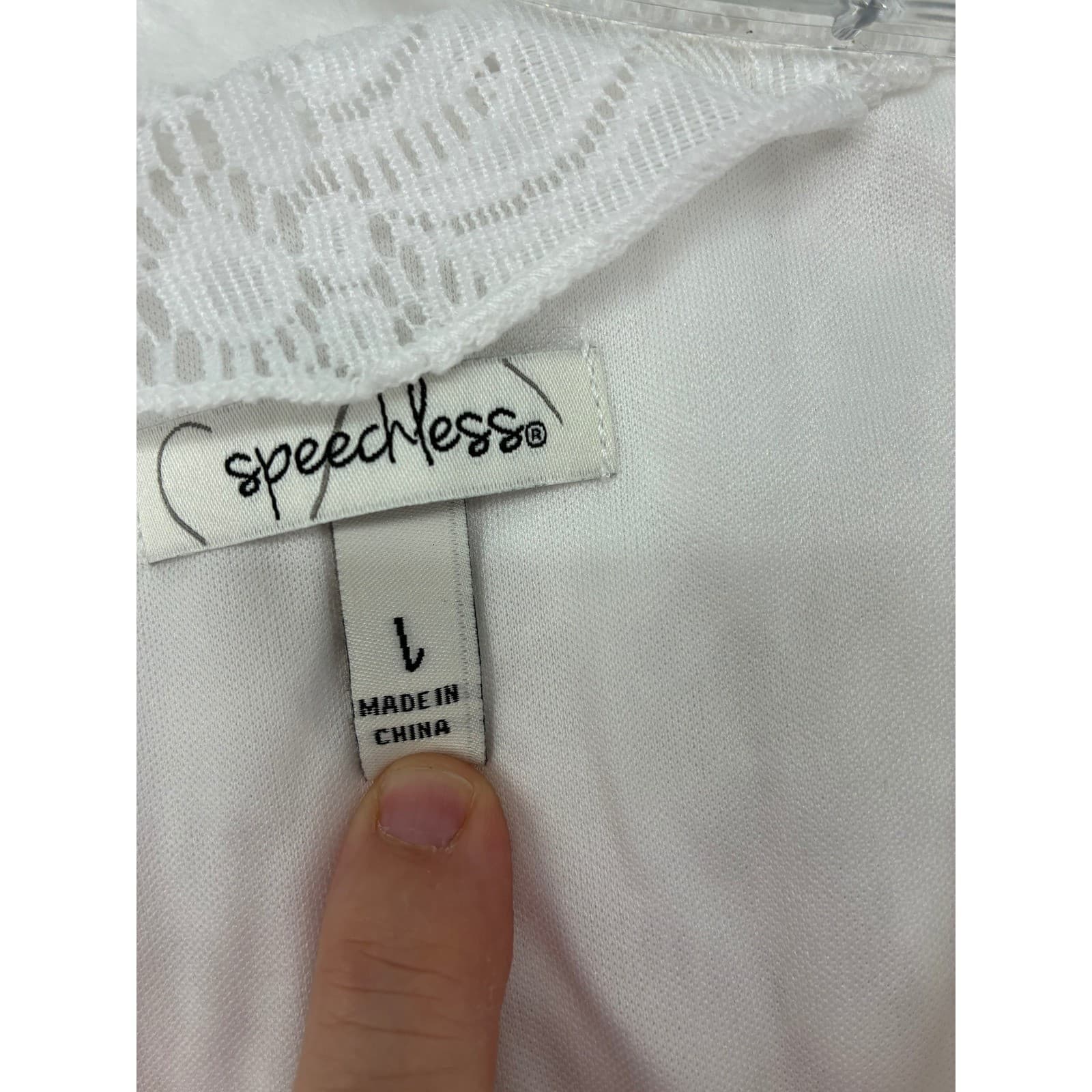 Speechless Romper Womens Large Dress Optic White Lace Fit & Flare JA39801HTM NWT - Thumbnail 2