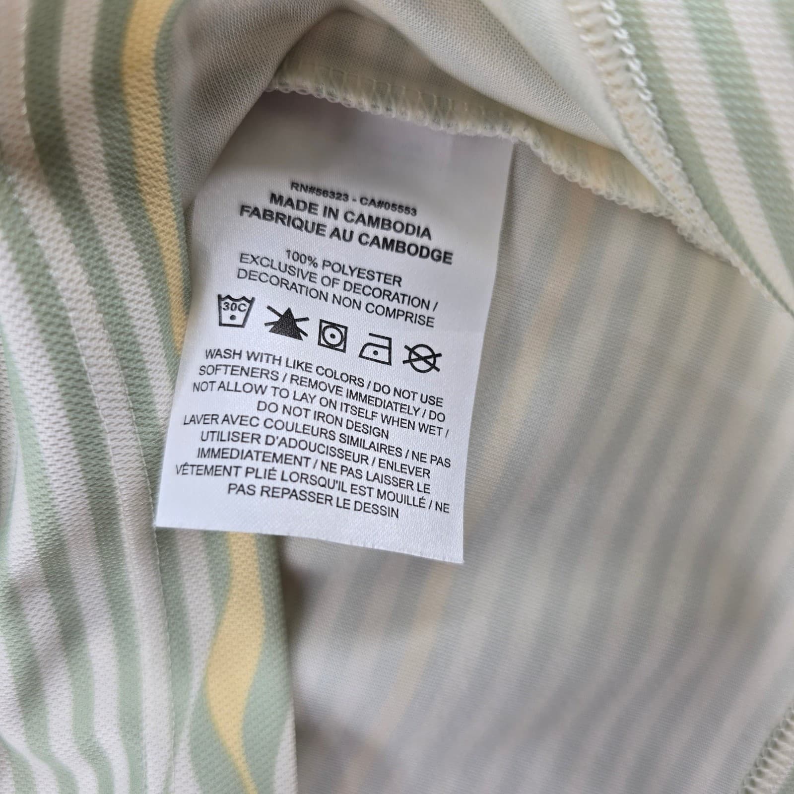 Nike Golf Polo Mens Large Shirt Sage Green Yellow Striped Country Club SC - Thumbnail 5