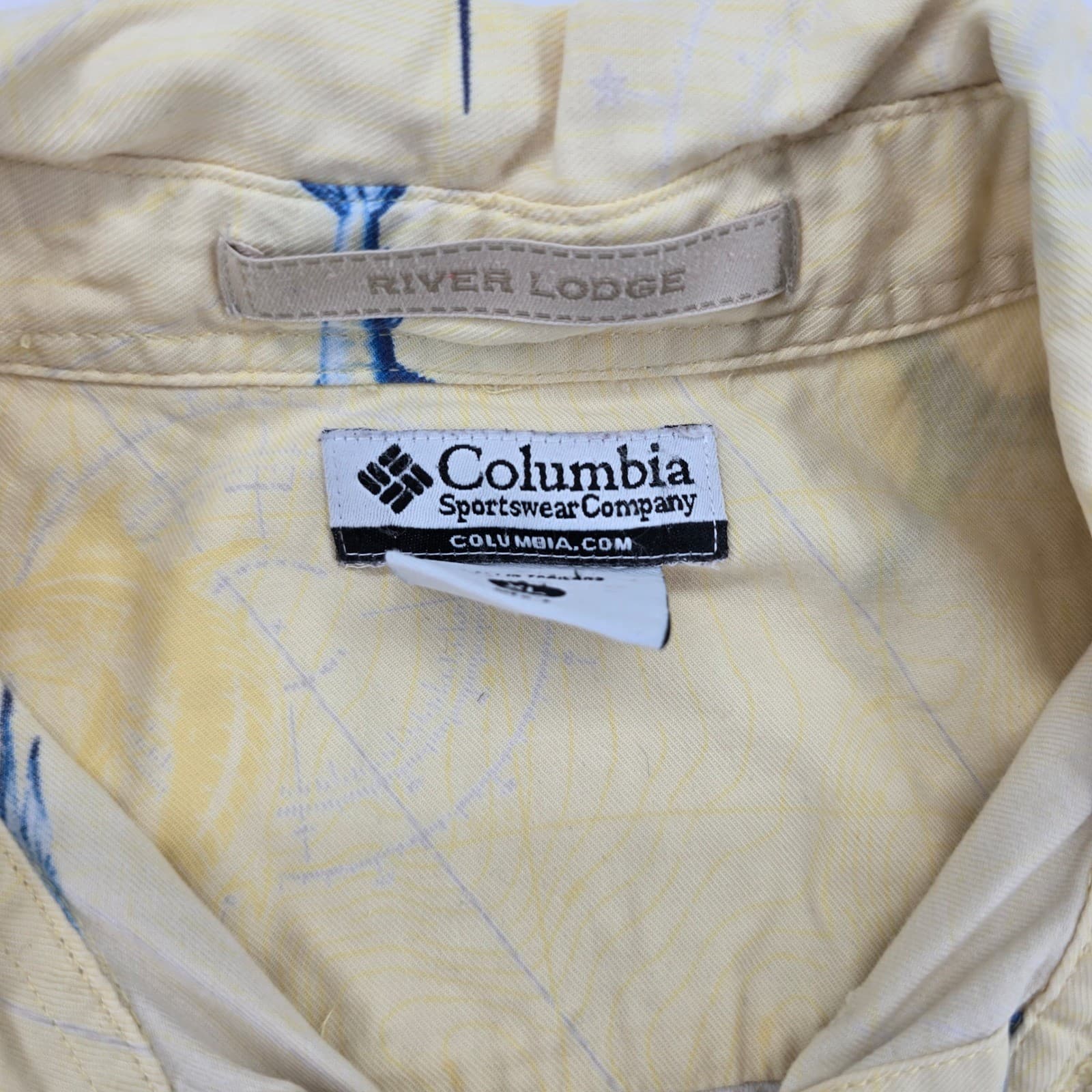 Columbia River Lodge Mens XL Button Up Shirt Yellow Marlin Sailfish Fishing - Thumbnail 2