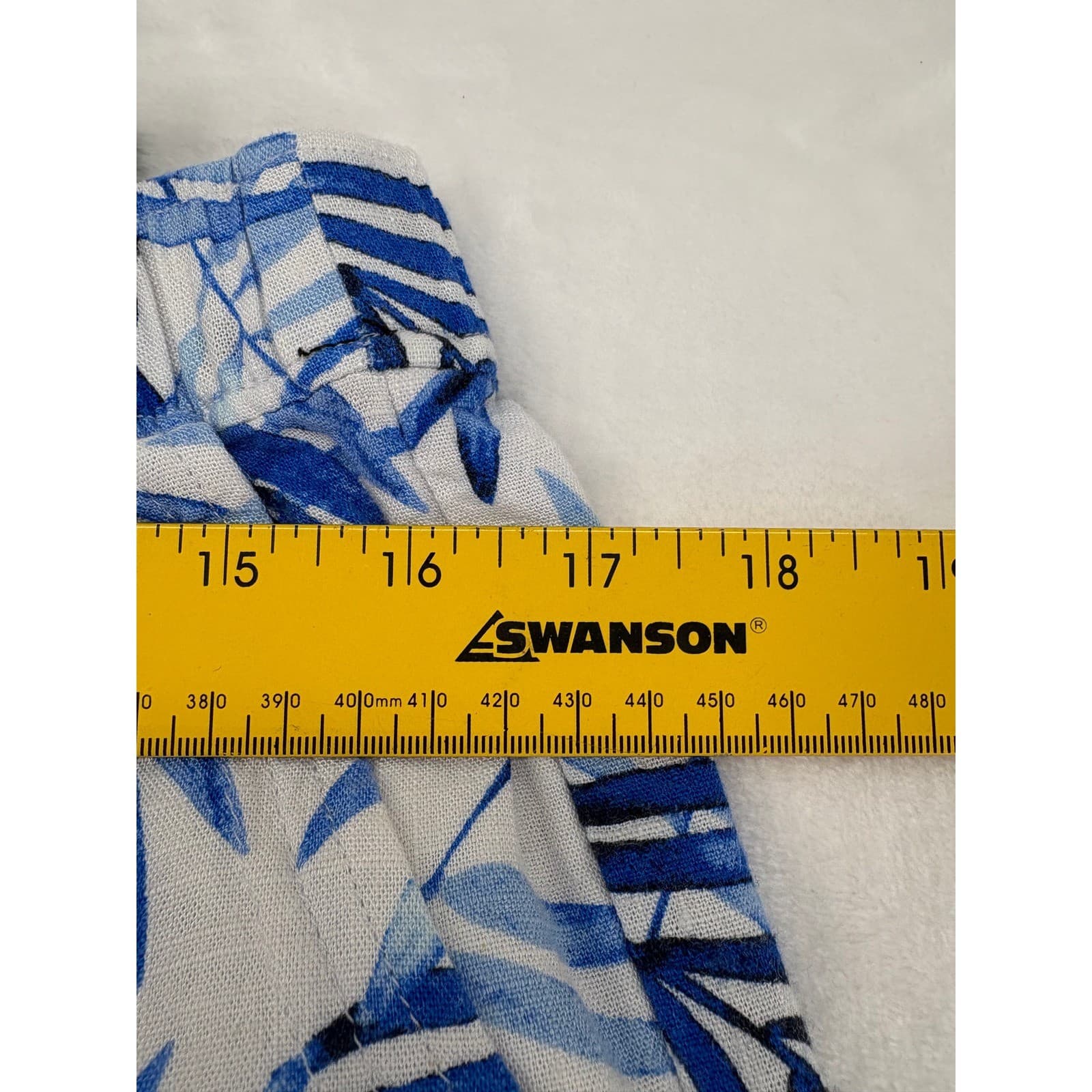 Kim Rogers Shorts Womens Sz M Pull-on Blue Tropical Palm Leaf Print Linen Blend - Thumbnail 3