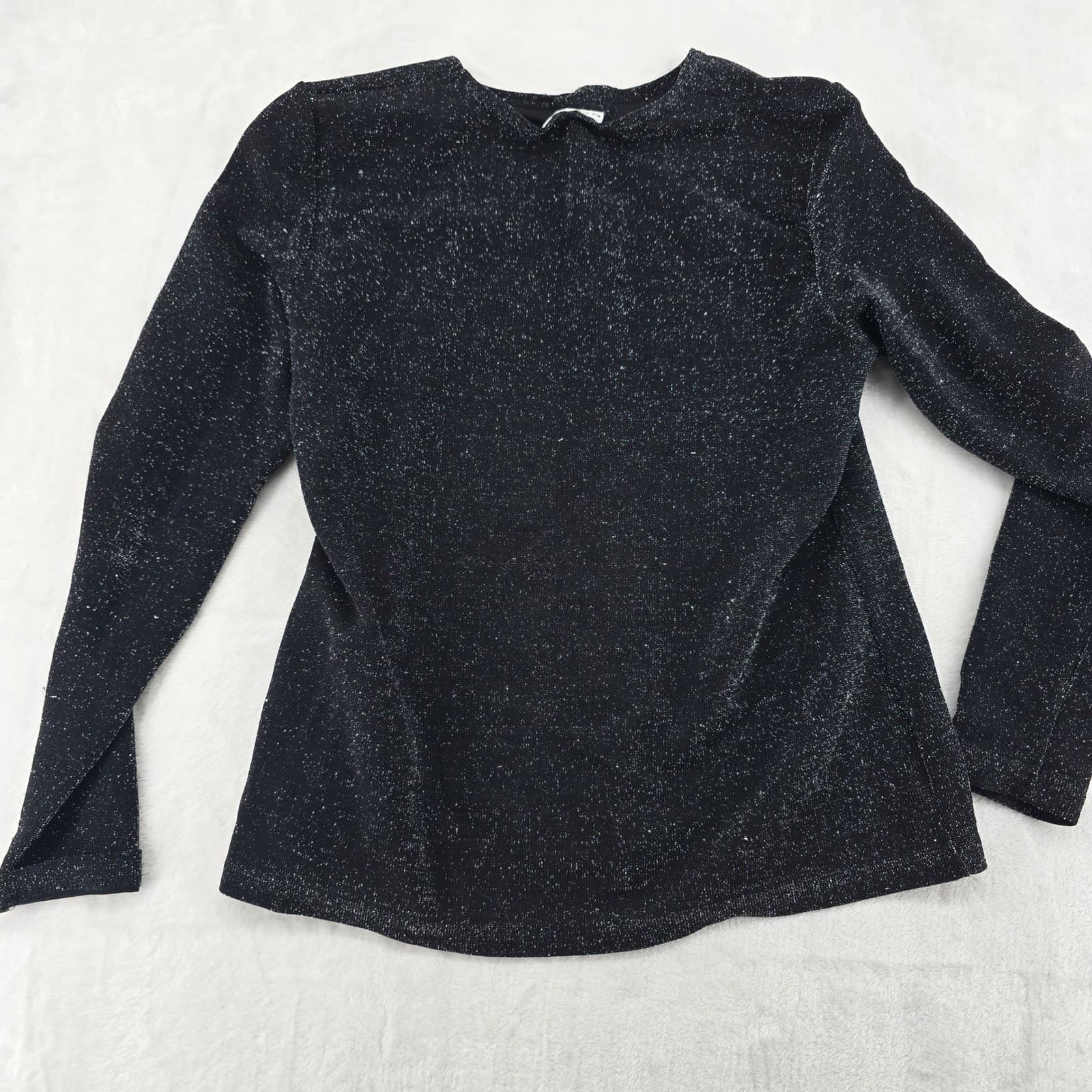 Ninety Cardigan Womens Small Cardigan Black Silver Lurex Sparkle Button Front - Thumbnail 6