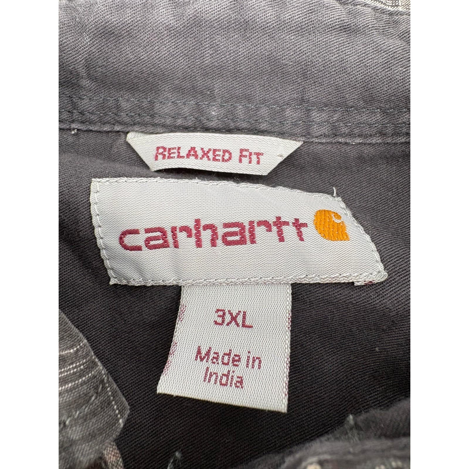 Carhartt Mens 3XL Relaxed Fit Plaid Long Sleeve Button Up Shirt Gray Red - Thumbnail 5