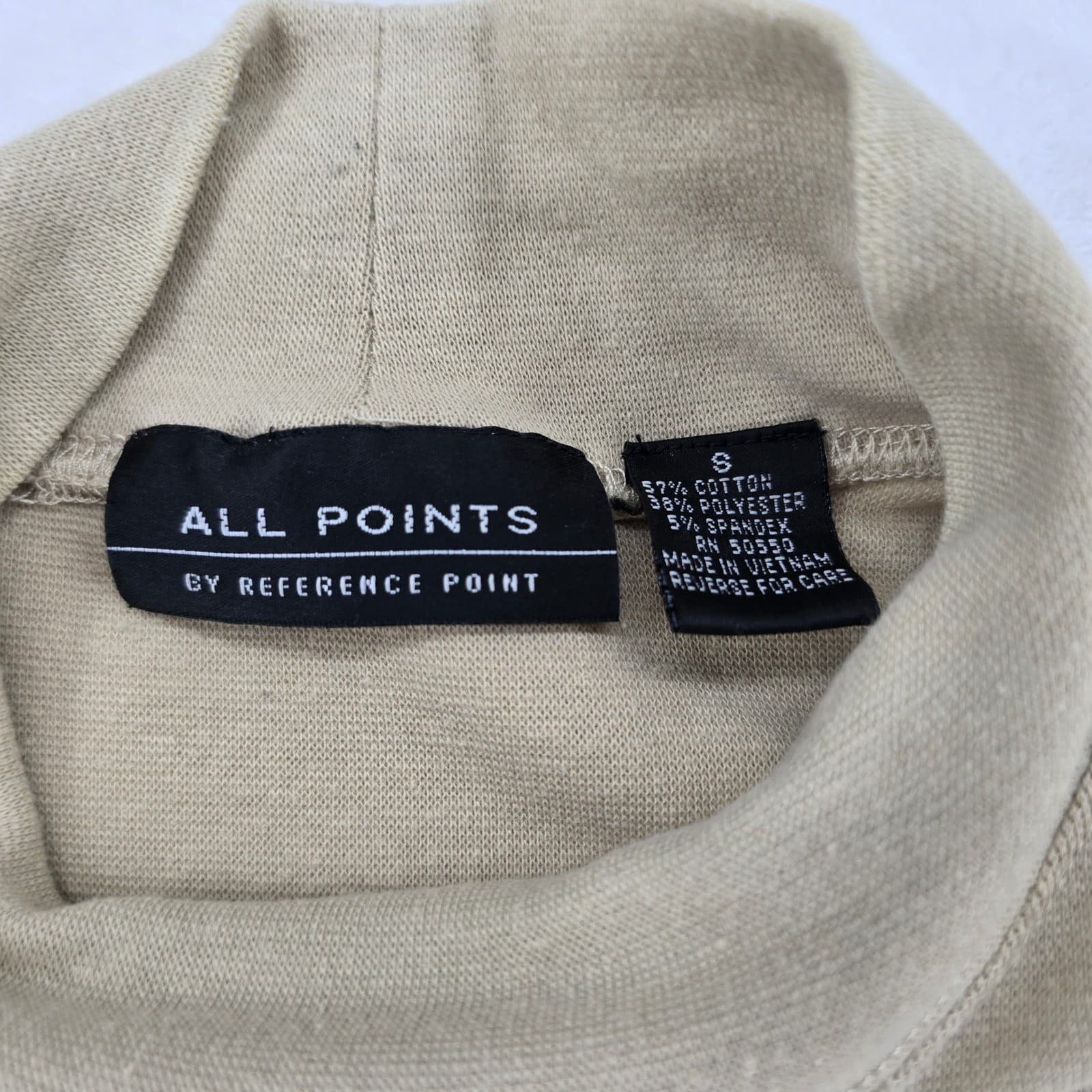 All Points Mock Neck Mens S Shirt Tan Long Sleeve Cotton Blend Stretch - Thumbnail 2