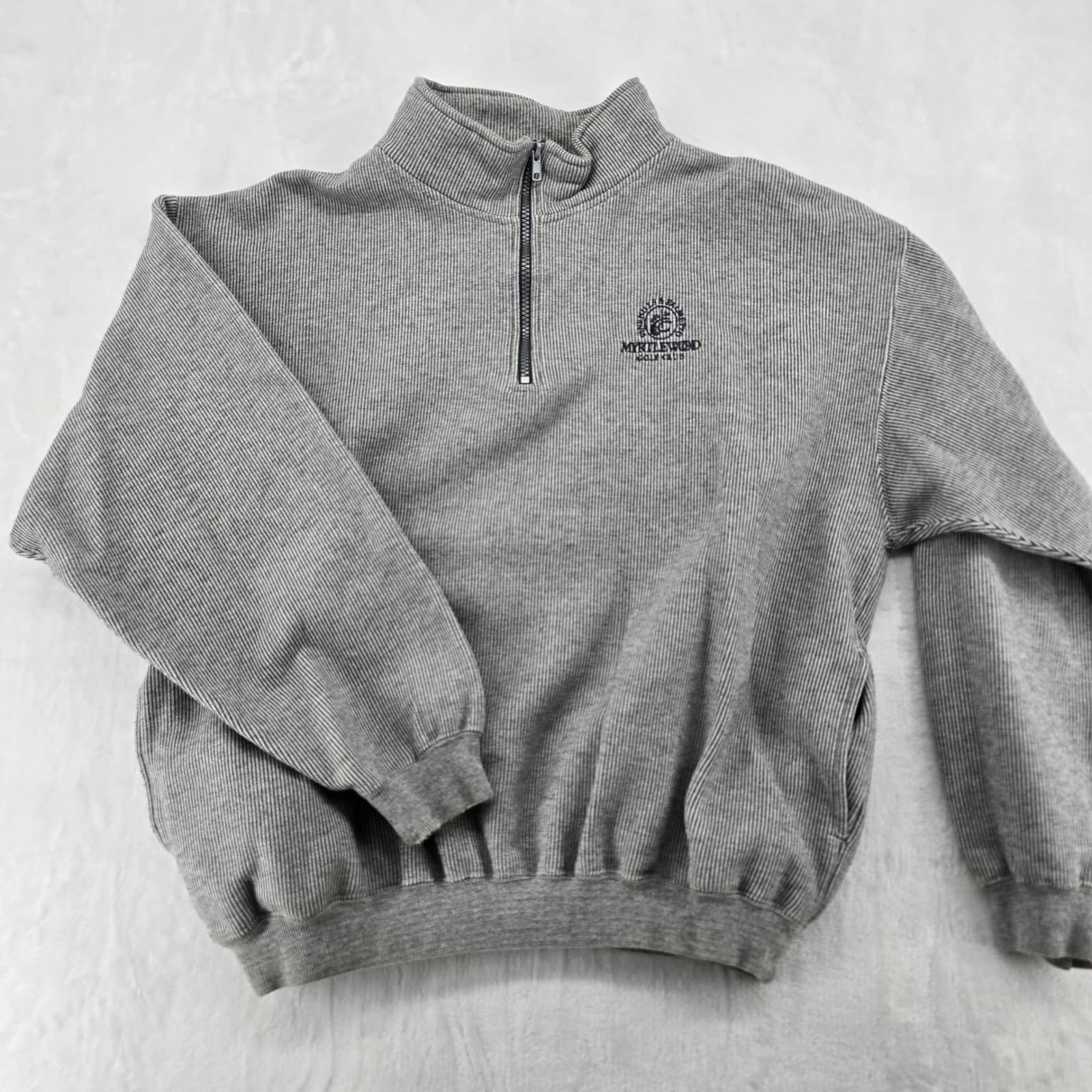 Myrtlewood Golf Club Pullover Mens Large 1/4 Zip Sweatshirt Gray Ribbed Knit L