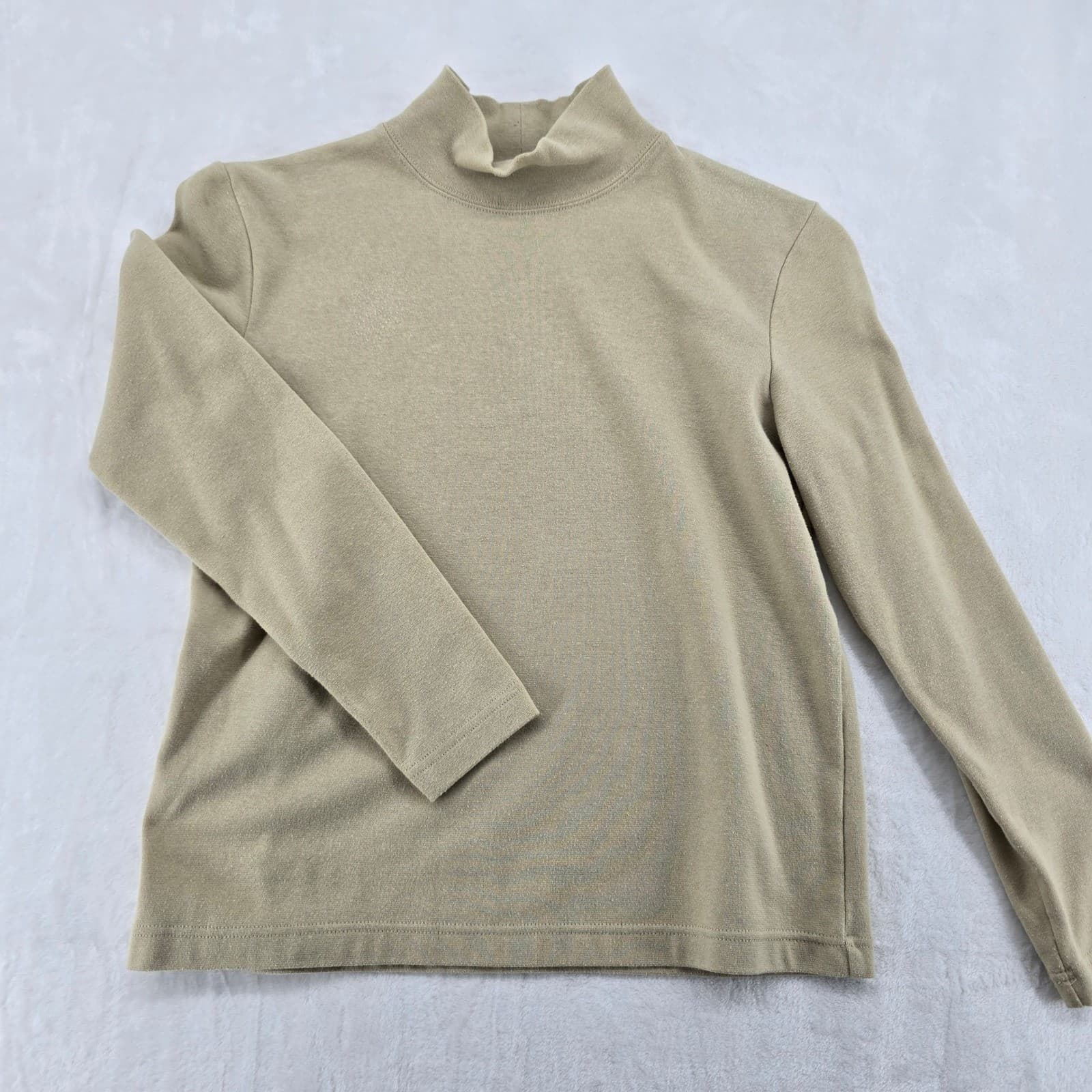 All Points Mock Neck Mens S Shirt Tan Long Sleeve Cotton Blend Stretch