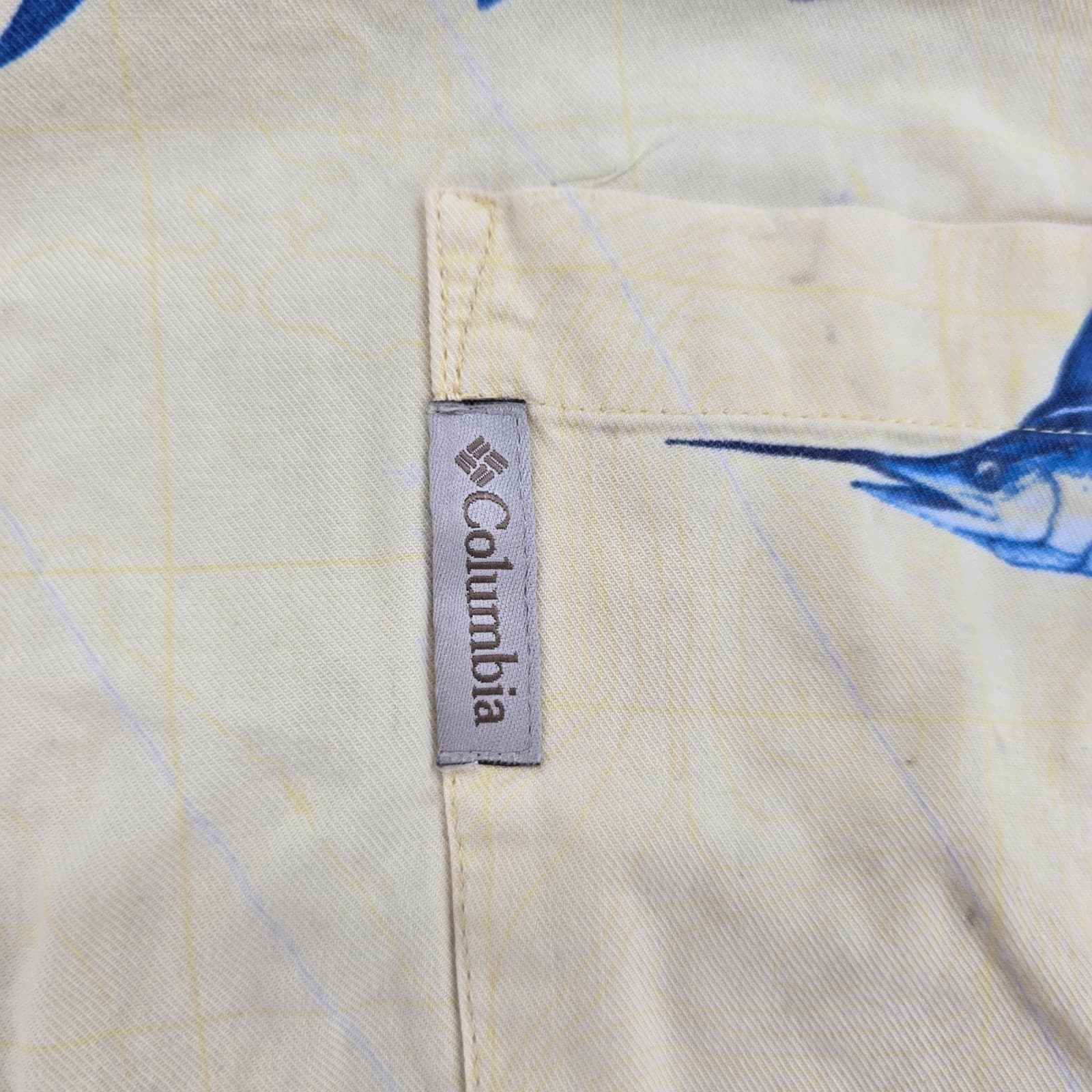 Columbia River Lodge Mens XL Button Up Shirt Yellow Marlin Sailfish Fishing - Thumbnail 3